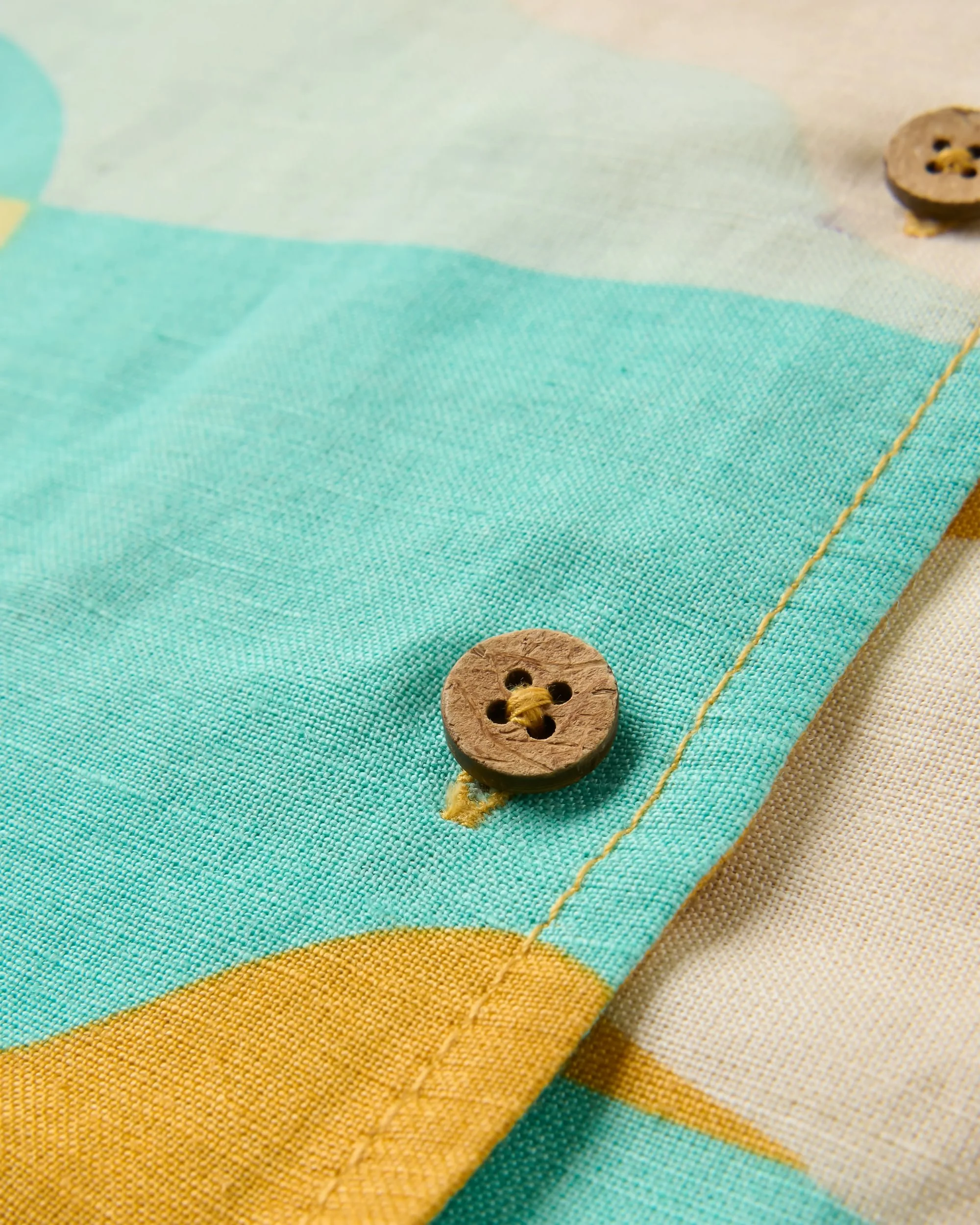 Arden Linen Short Sleeve Shirt - Vista Patchwork Yellow - Image 4