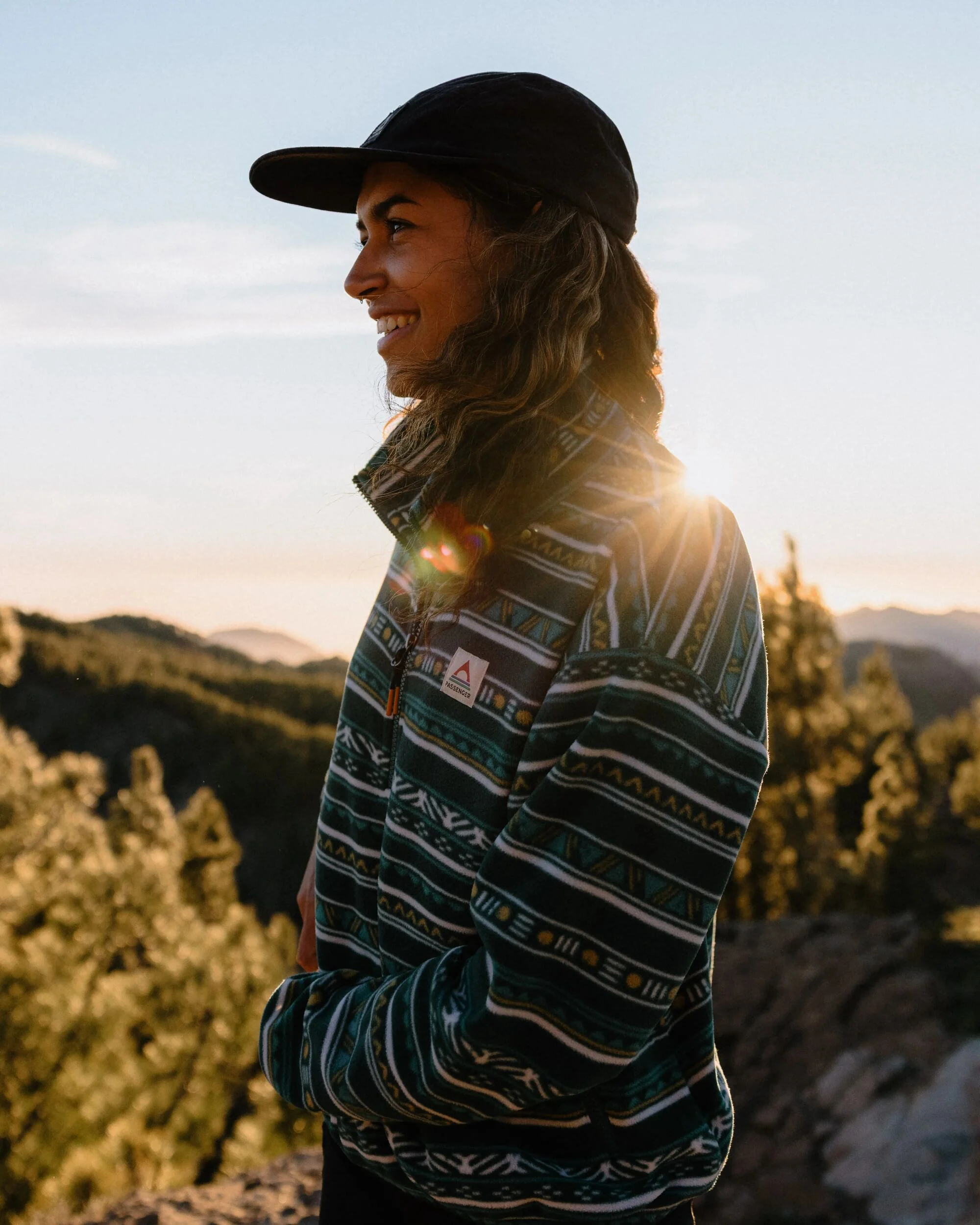 Ayla Micro Polartec® Fleece - Geo Stripe Mediterranean - Image 5