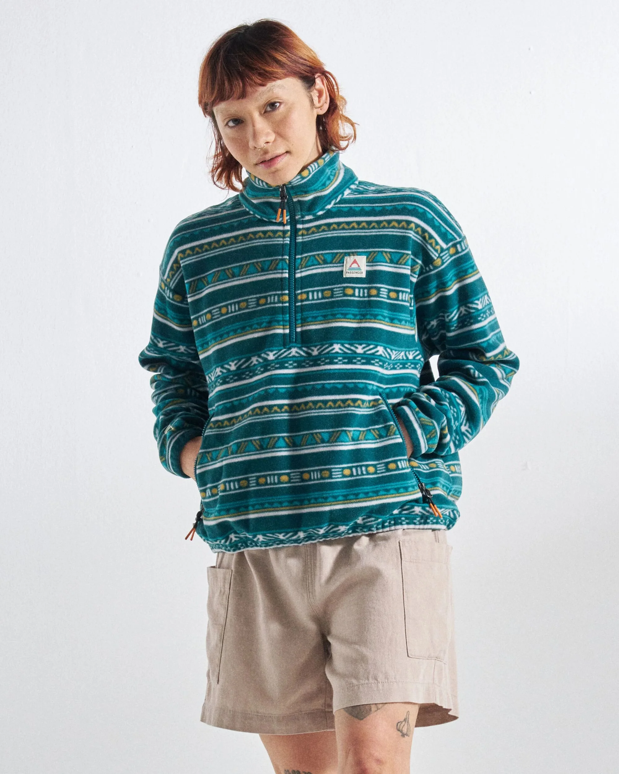 Ayla Micro Polartec® Fleece - Geo Stripe Mediterranean - Image 7