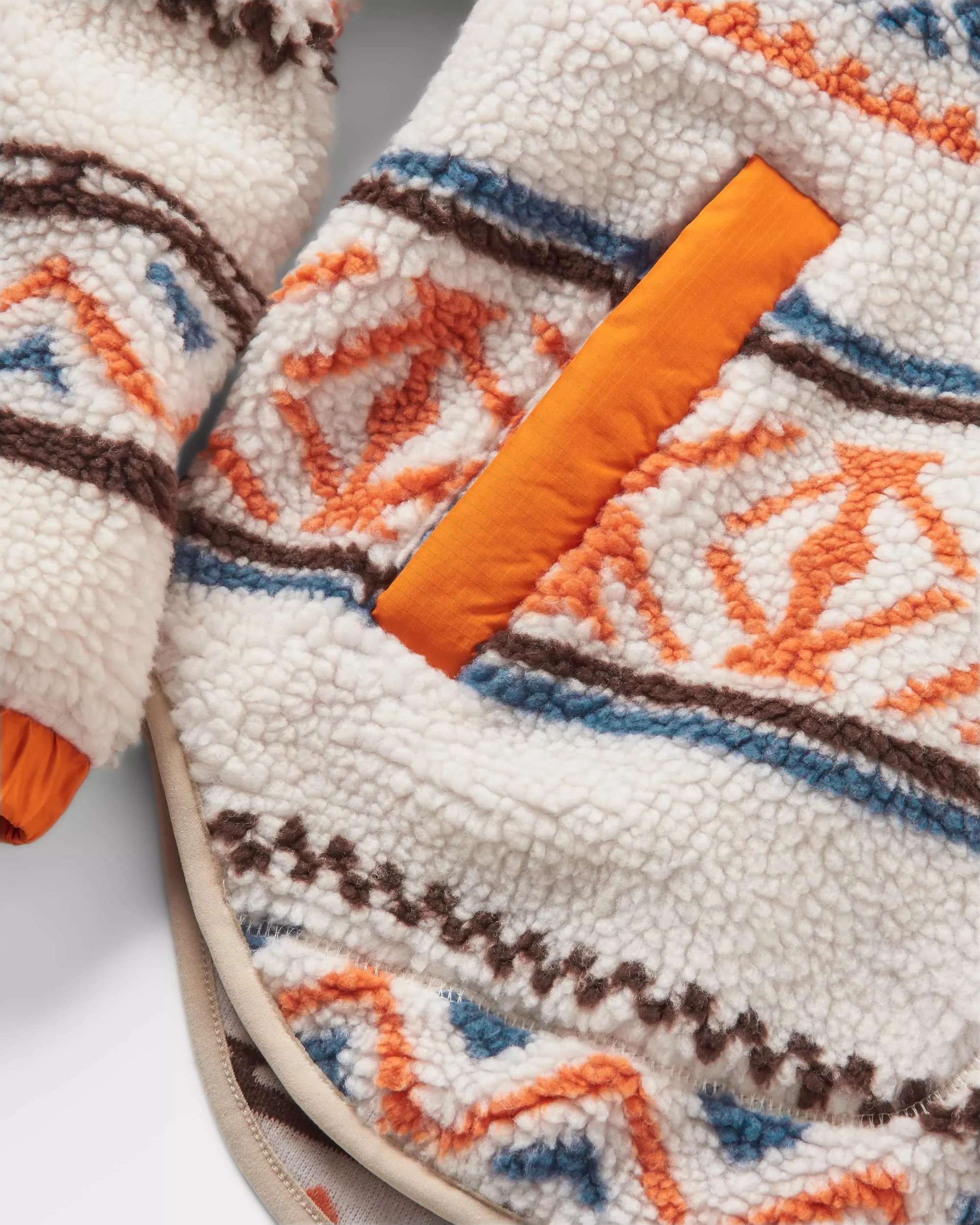 Beaumont Sherpa Hooded Fleece - Homespun Stripe Sunrise Orange - Image 8