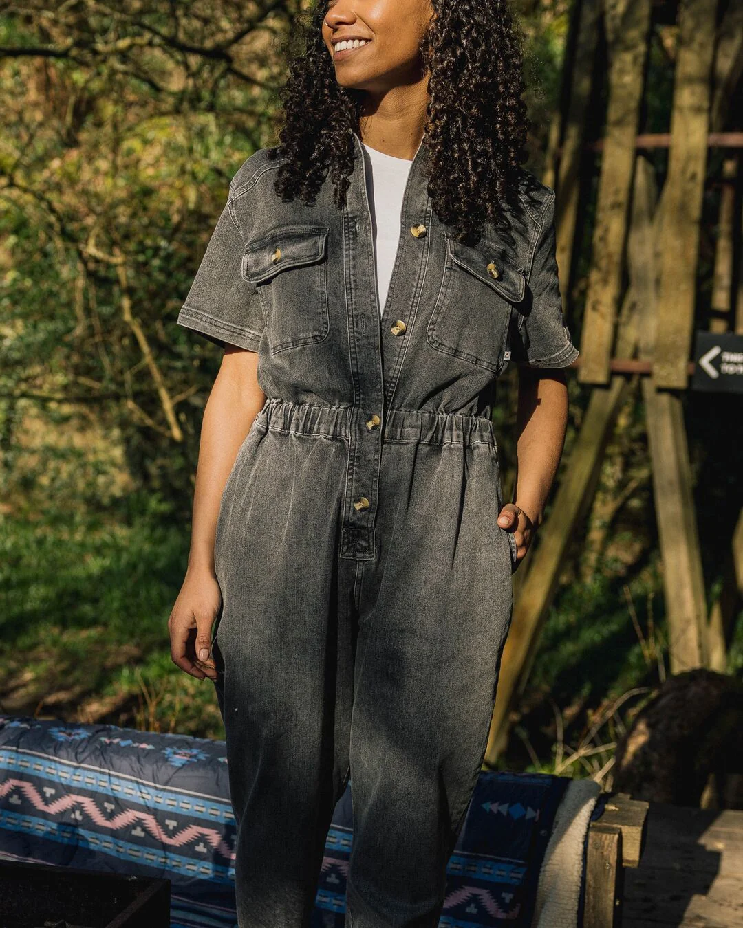 Bluebell Organic Cotton Boiler Suit - Washed Black Denim - Image 2