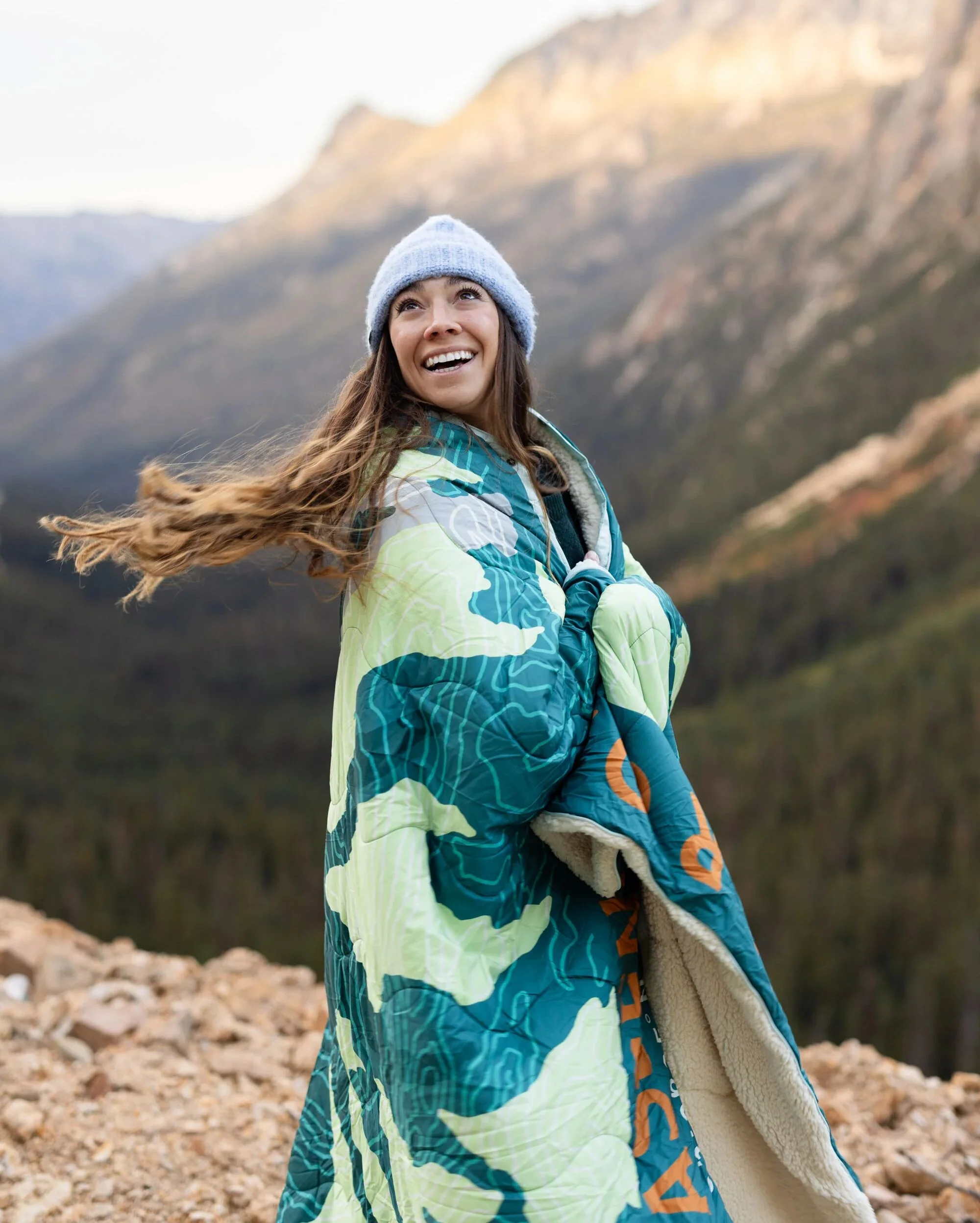 Cabin Sherpa Blanket - Abstract Mountain Green - Image 4
