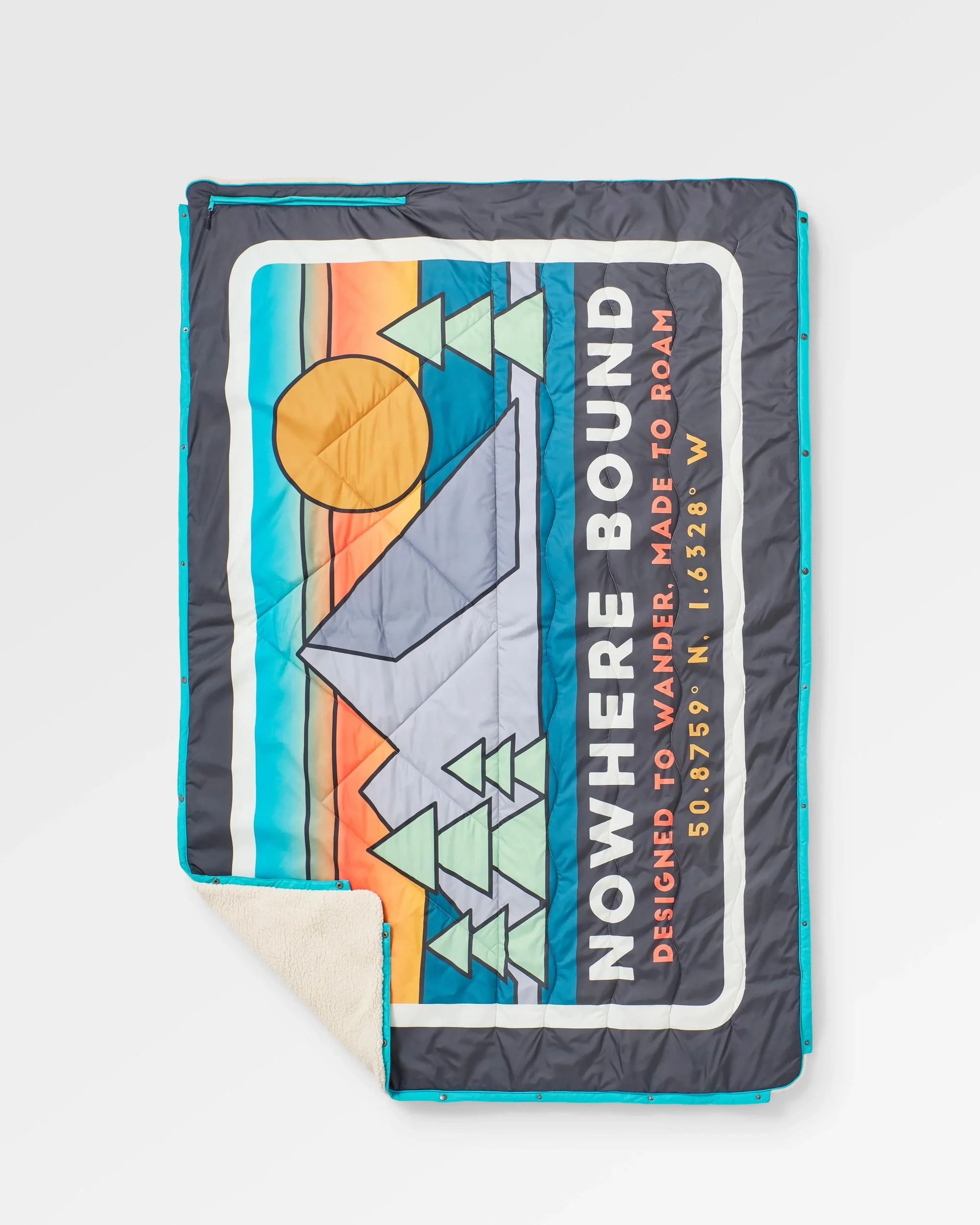Cabin Sherpa Blanket - Black 'Nowhere Bound' Print - Image 2
