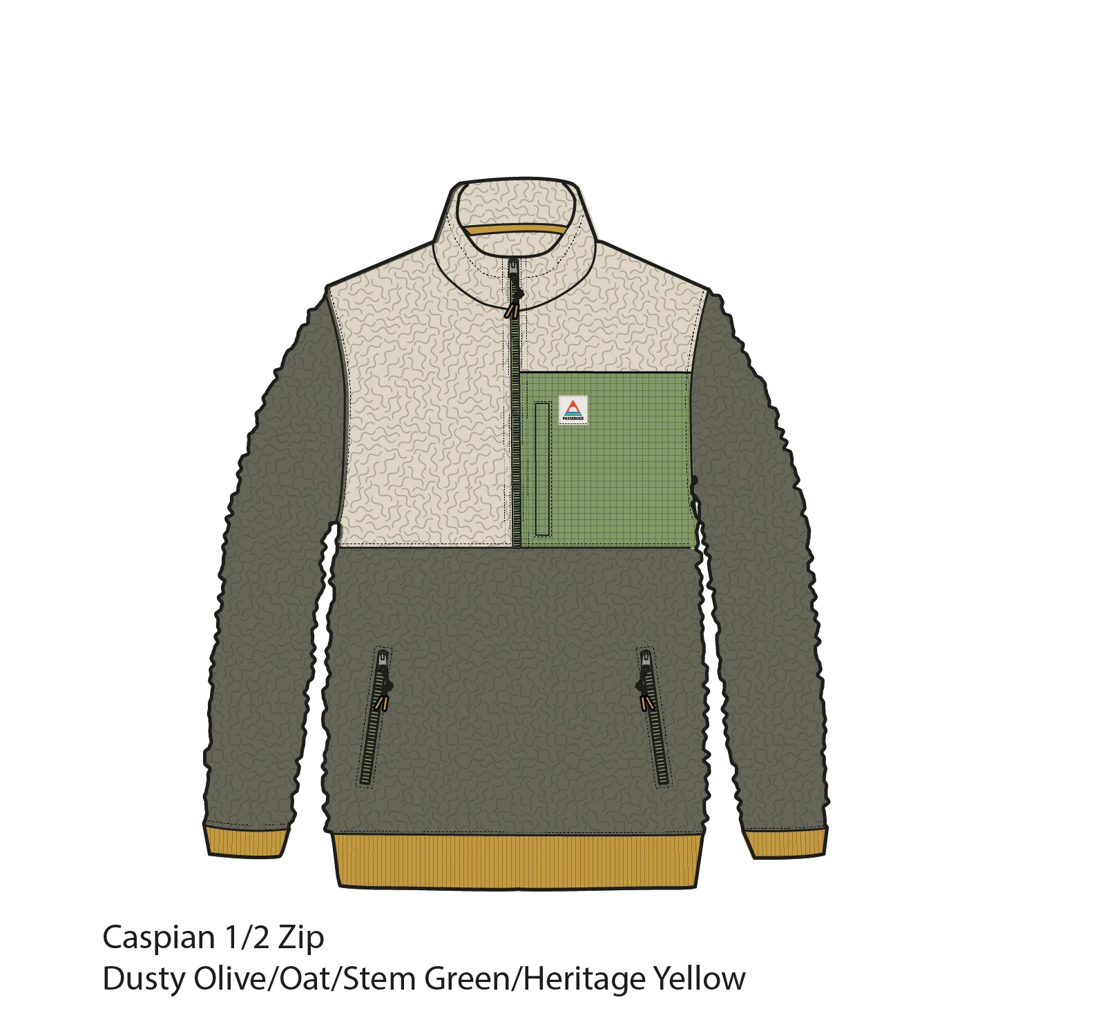 Caspian 1/2 Zip Polar Fleece - Dusty Olive - Image 6