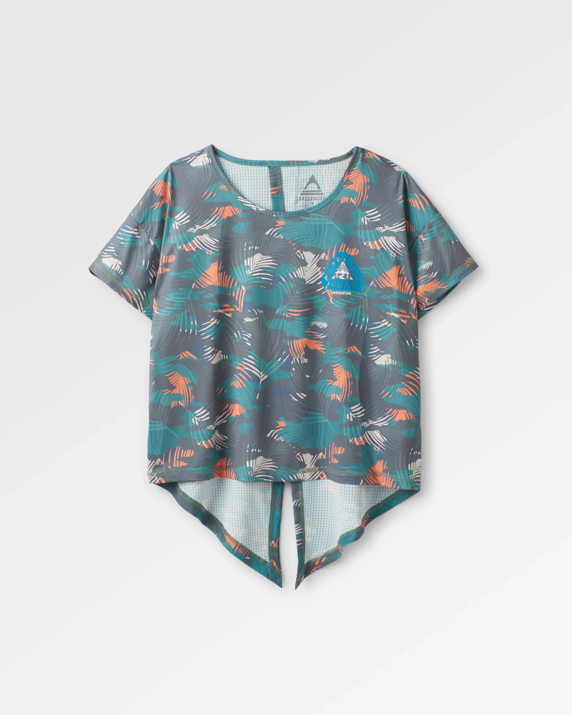 Chakra Tie Back Active T-Shirt - Palm Camo Deep Sea - Image 5