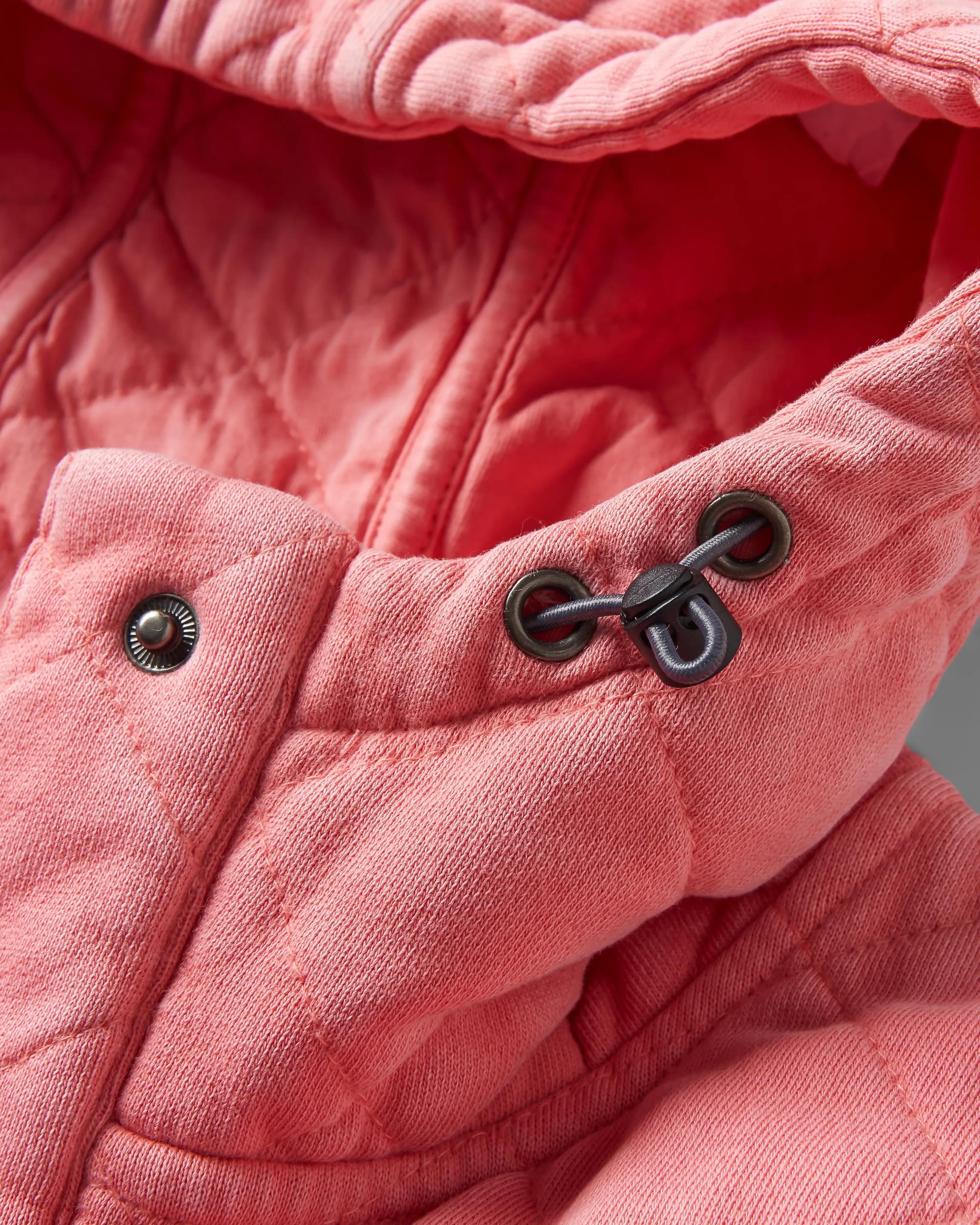 Clementine Quilted Popper Up Hoodie - Shell Pink - Image 11