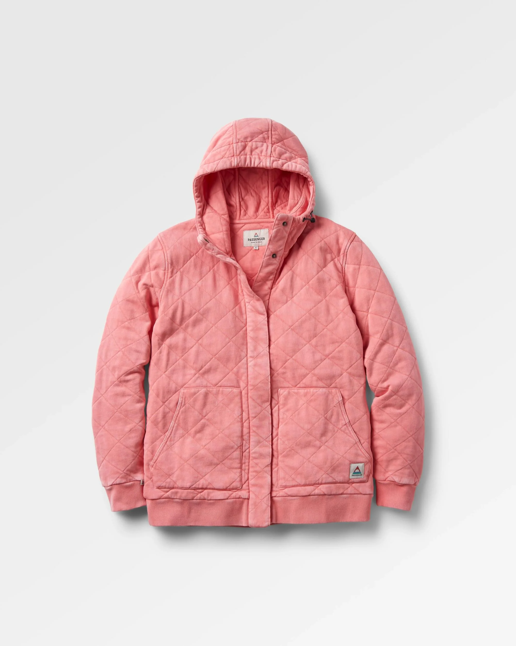 Clementine Quilted Popper Up Hoodie - Shell Pink - Image 8