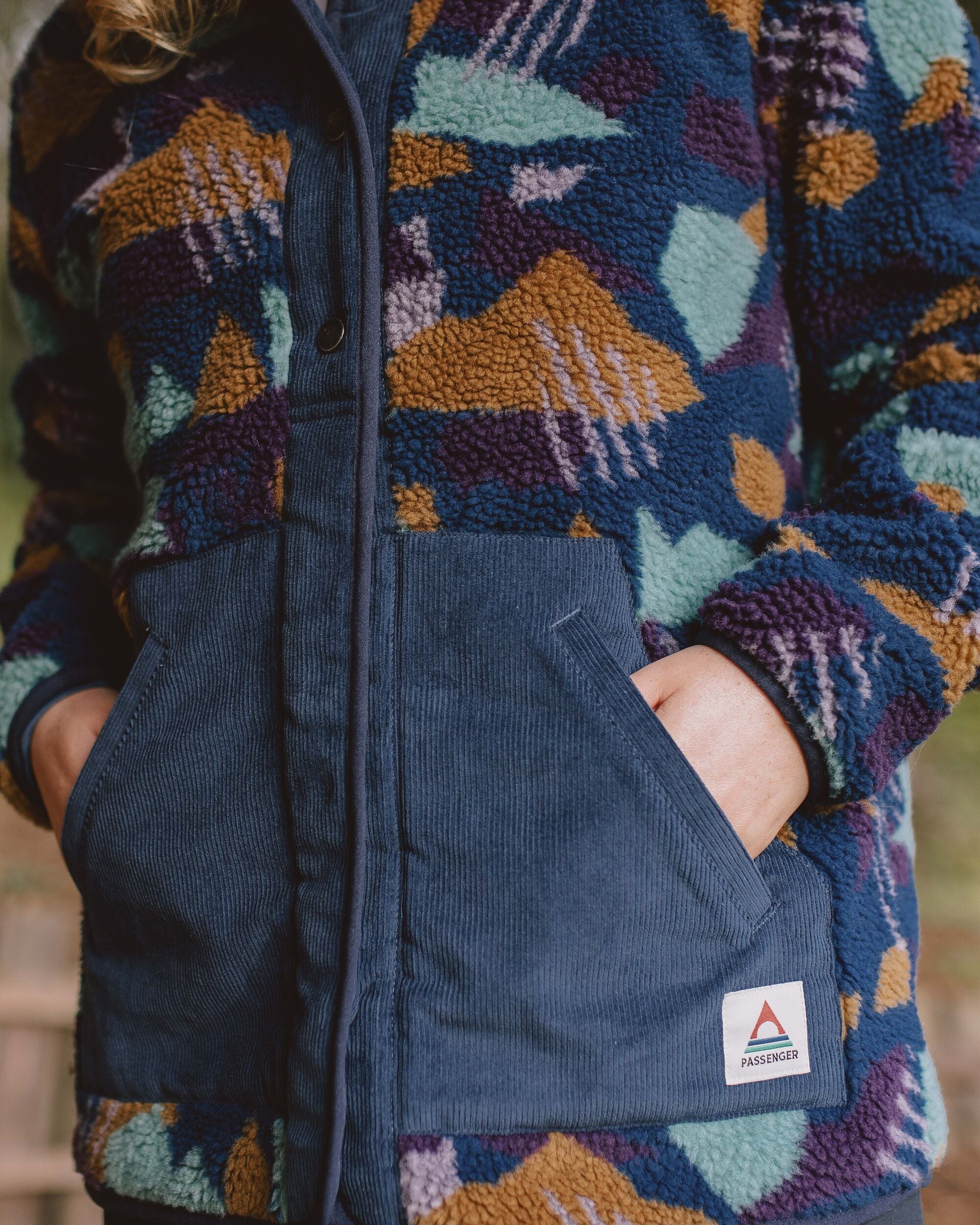 Clover Sherpa Fleece - Deep Blue Camo Pattern - Image 5