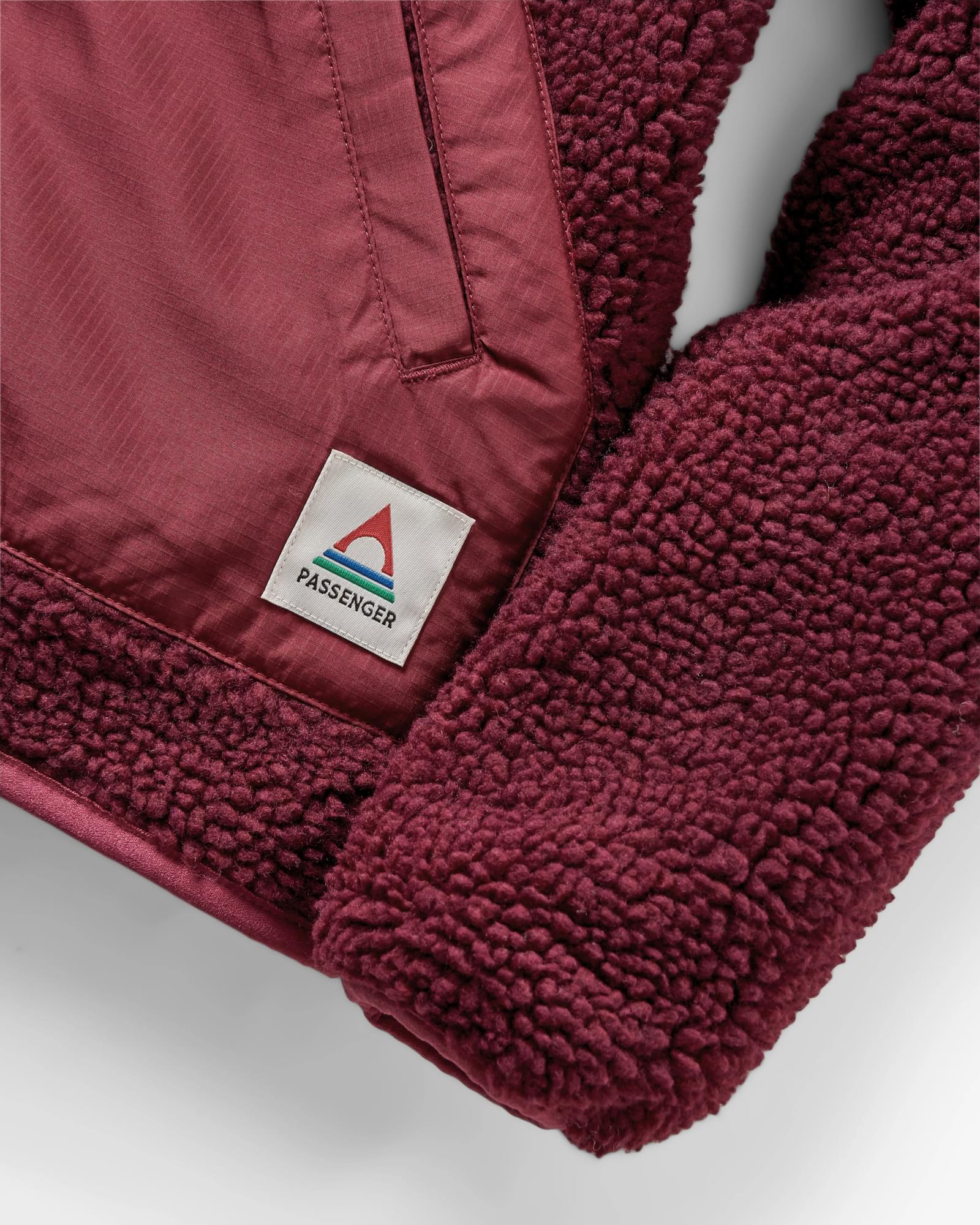 Clover Deep-Pile Sherpa Fleece - Wine - Image 8