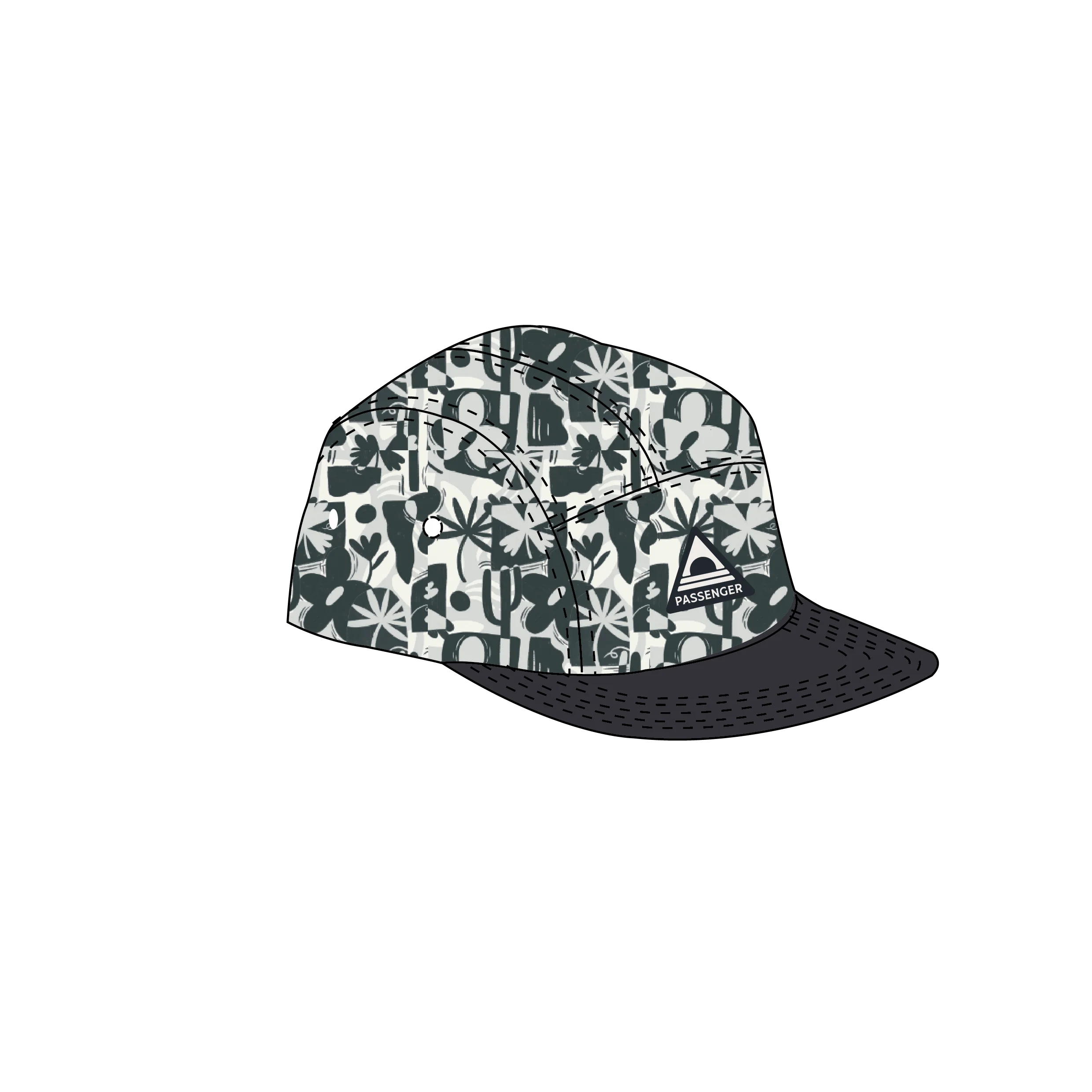 Coast 5 Panel Snapback Cap - Roam Further Black - Image 6