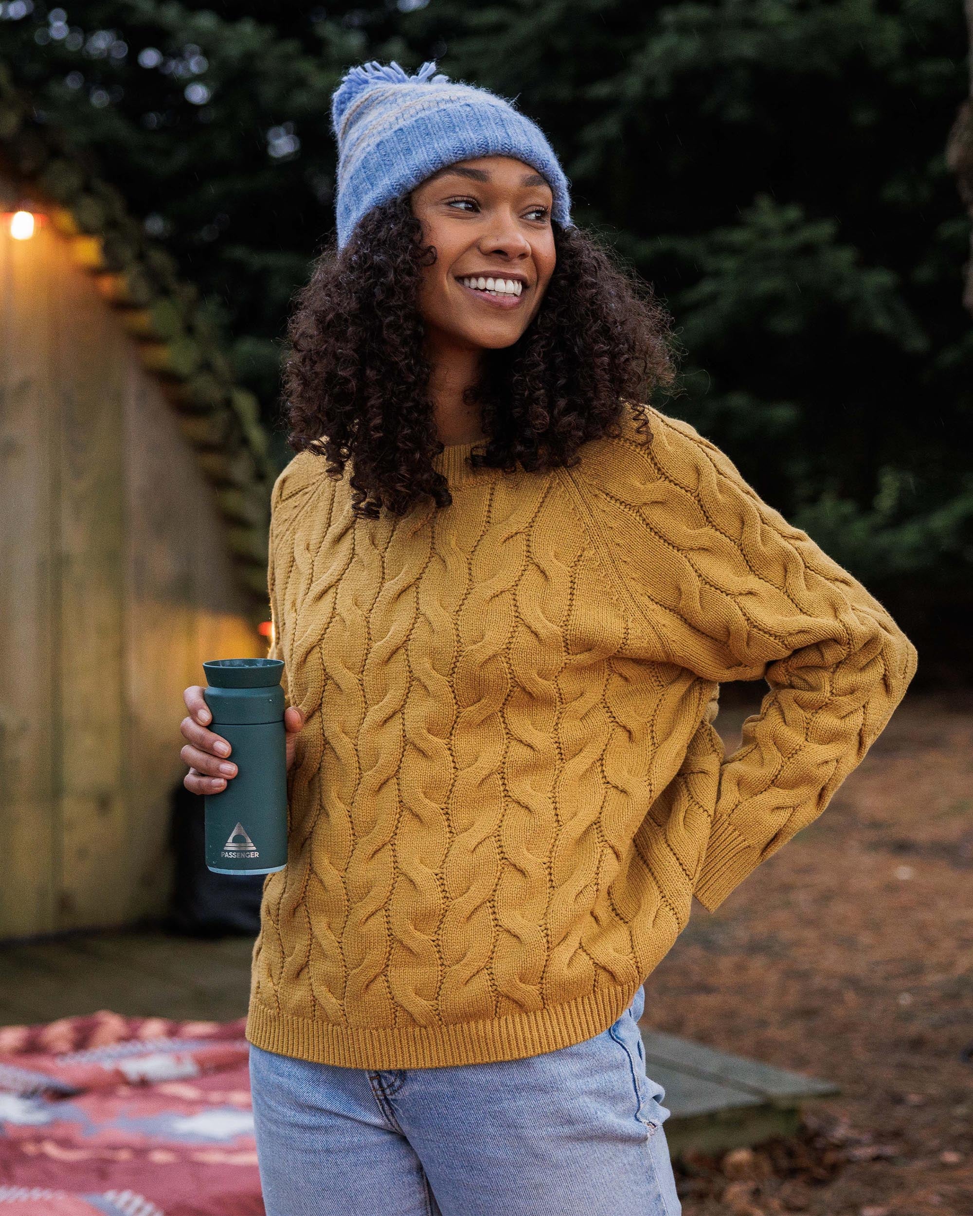 Comfort Organic Knitted Jumper - Mustard Gold - Image 3