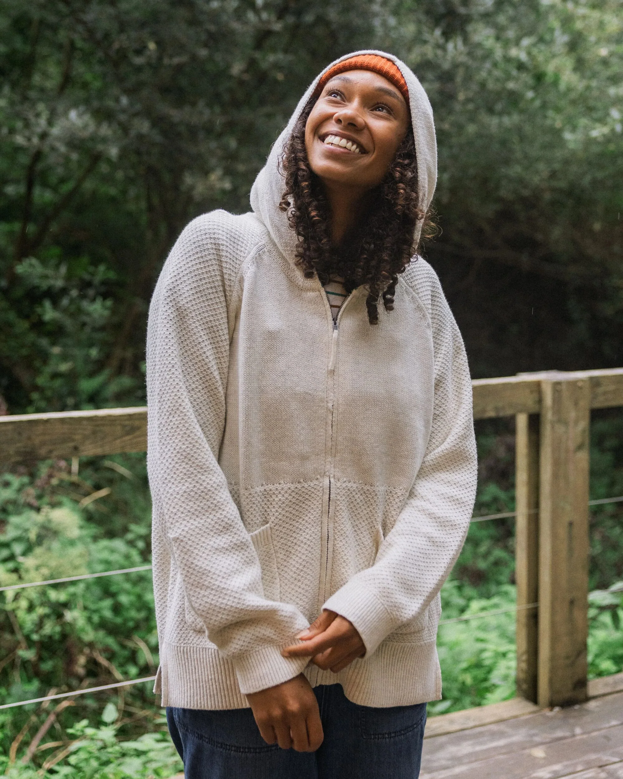 Cove Full Zip Knitted Hoodie - Off White - Image 3