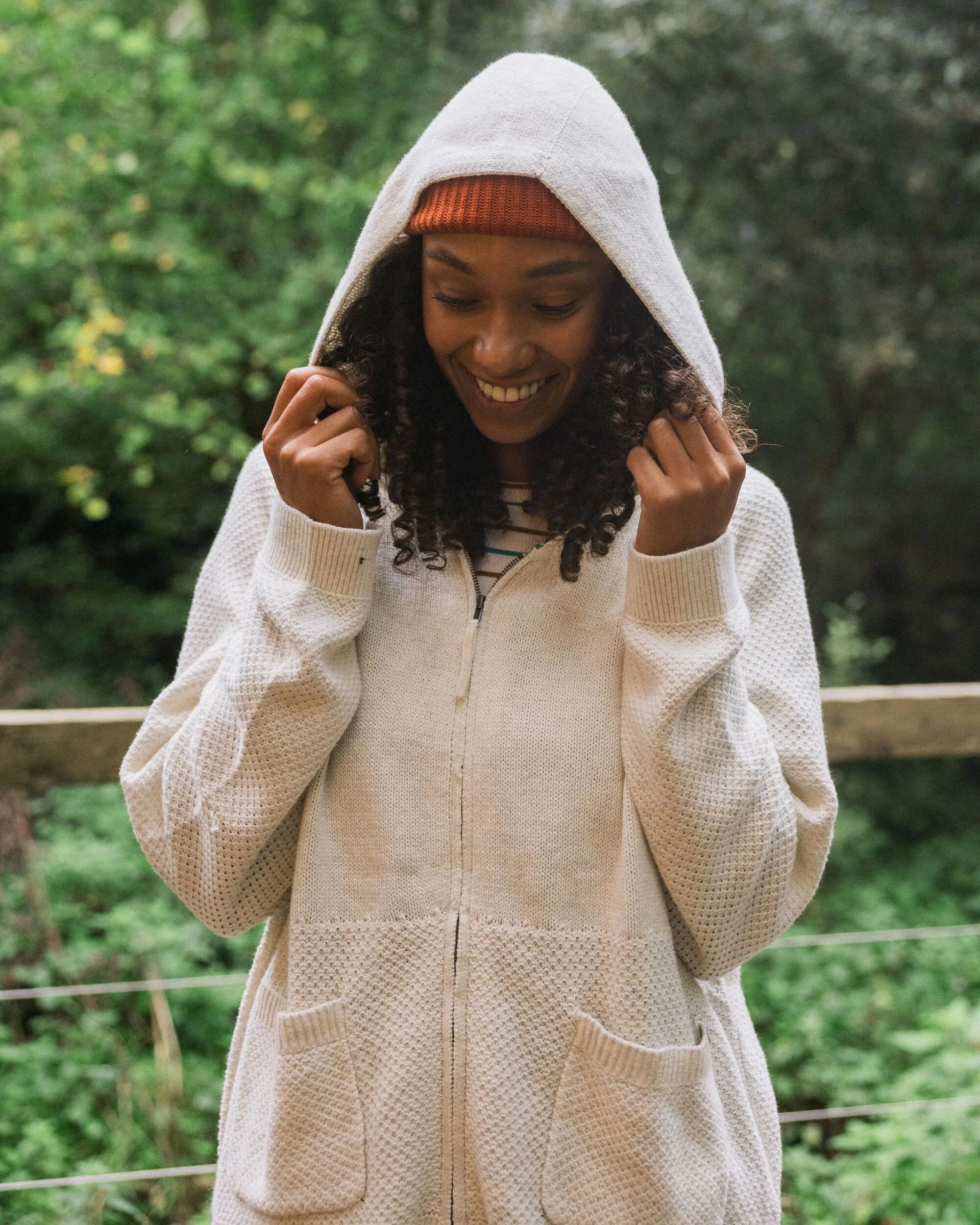 Cove Full Zip Knitted Hoodie - Off White - Image 5
