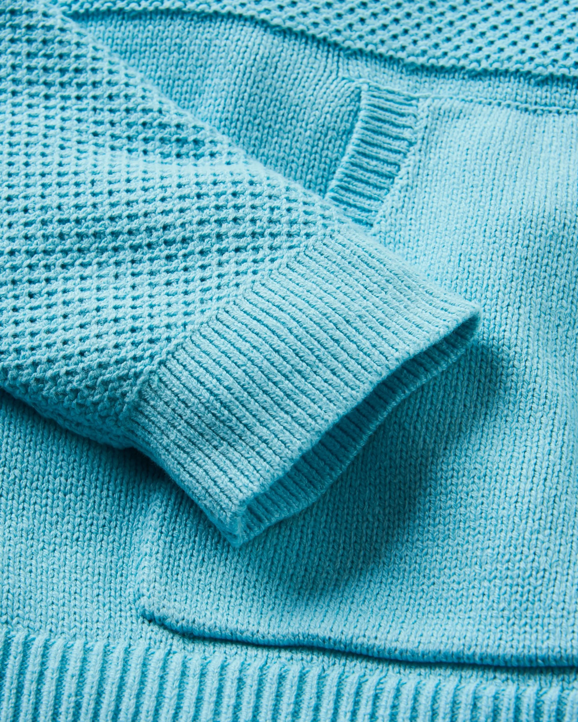 Cove Organic Cotton Knitted Hoodie - Retro Blue - Image 10