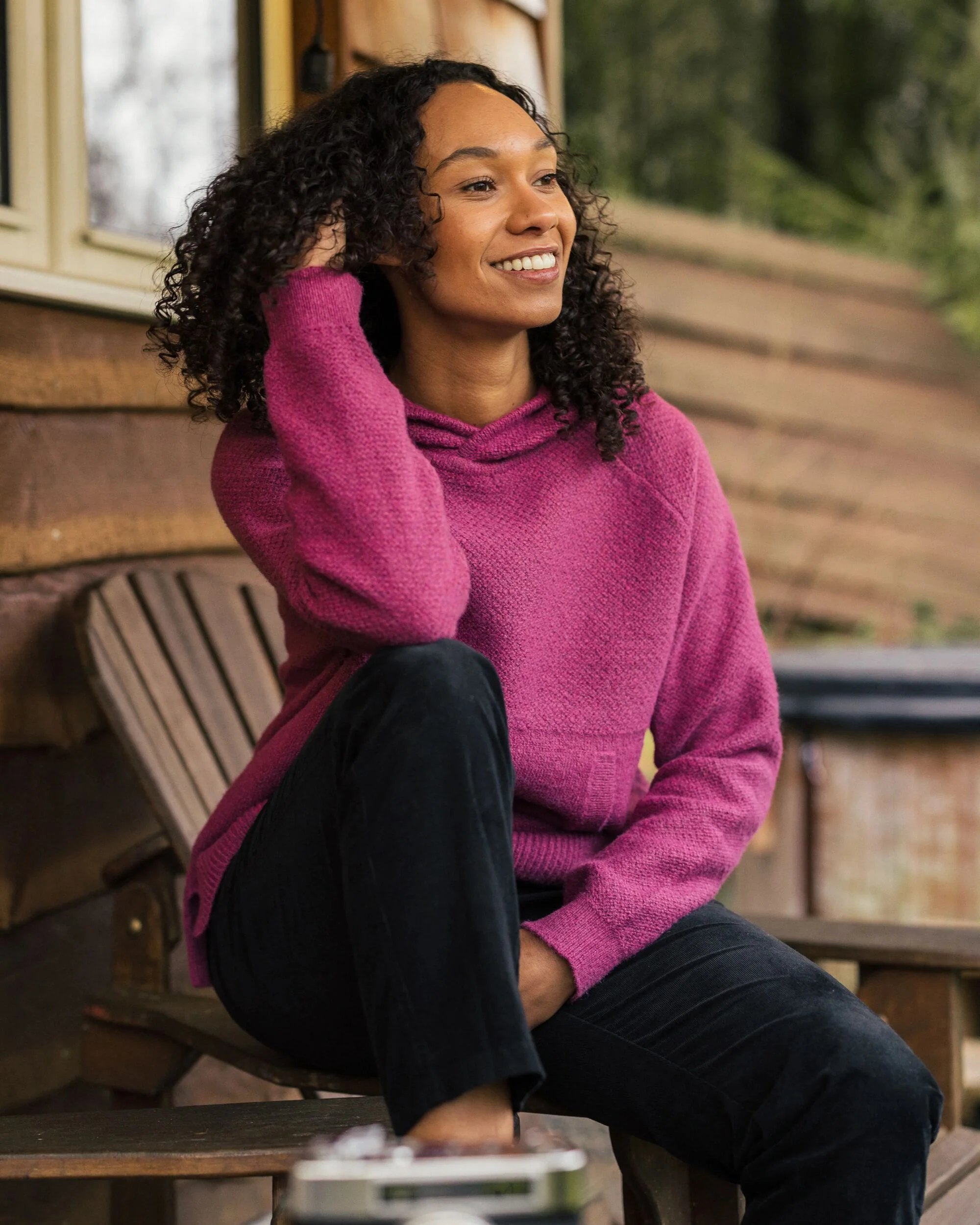 Cove Knitted Hoodie - Rhubarb - Image 4
