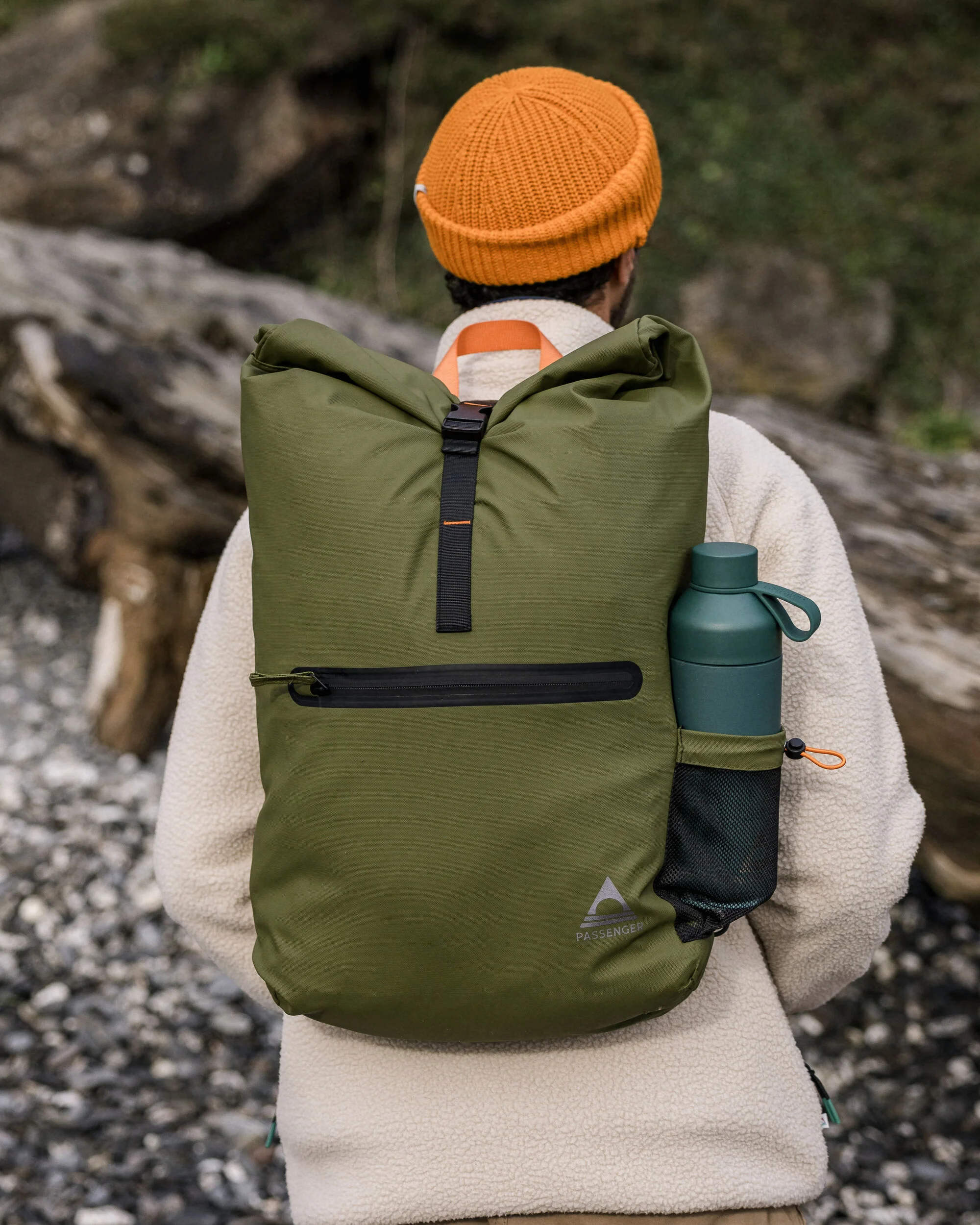 Crossing Roll Top Backpack - True Black/ Khaki - Image 5