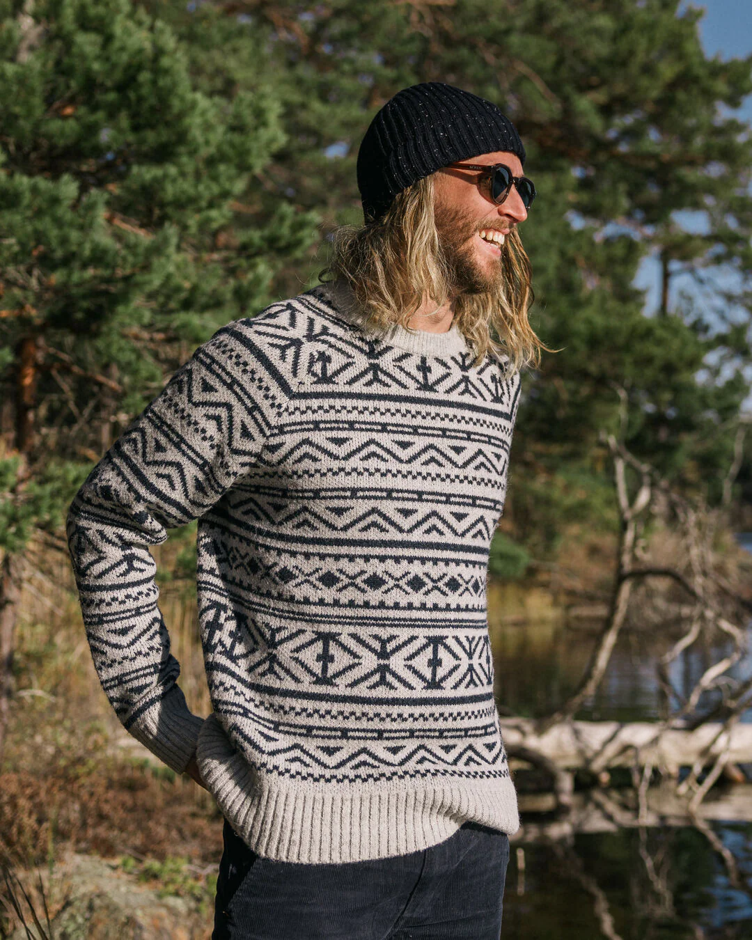 Cutback Fairisle Knitted Jumper - Grey Marl - Image 6
