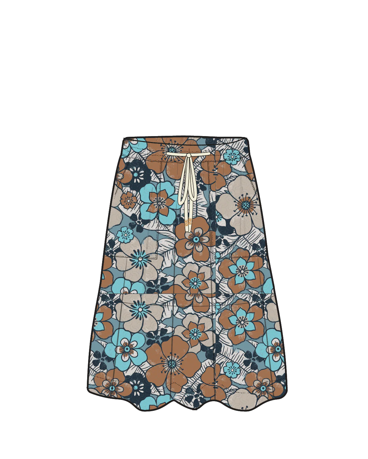 Dew EcoVero Woven Skirt - Vintage Floral Aqua - Image 10