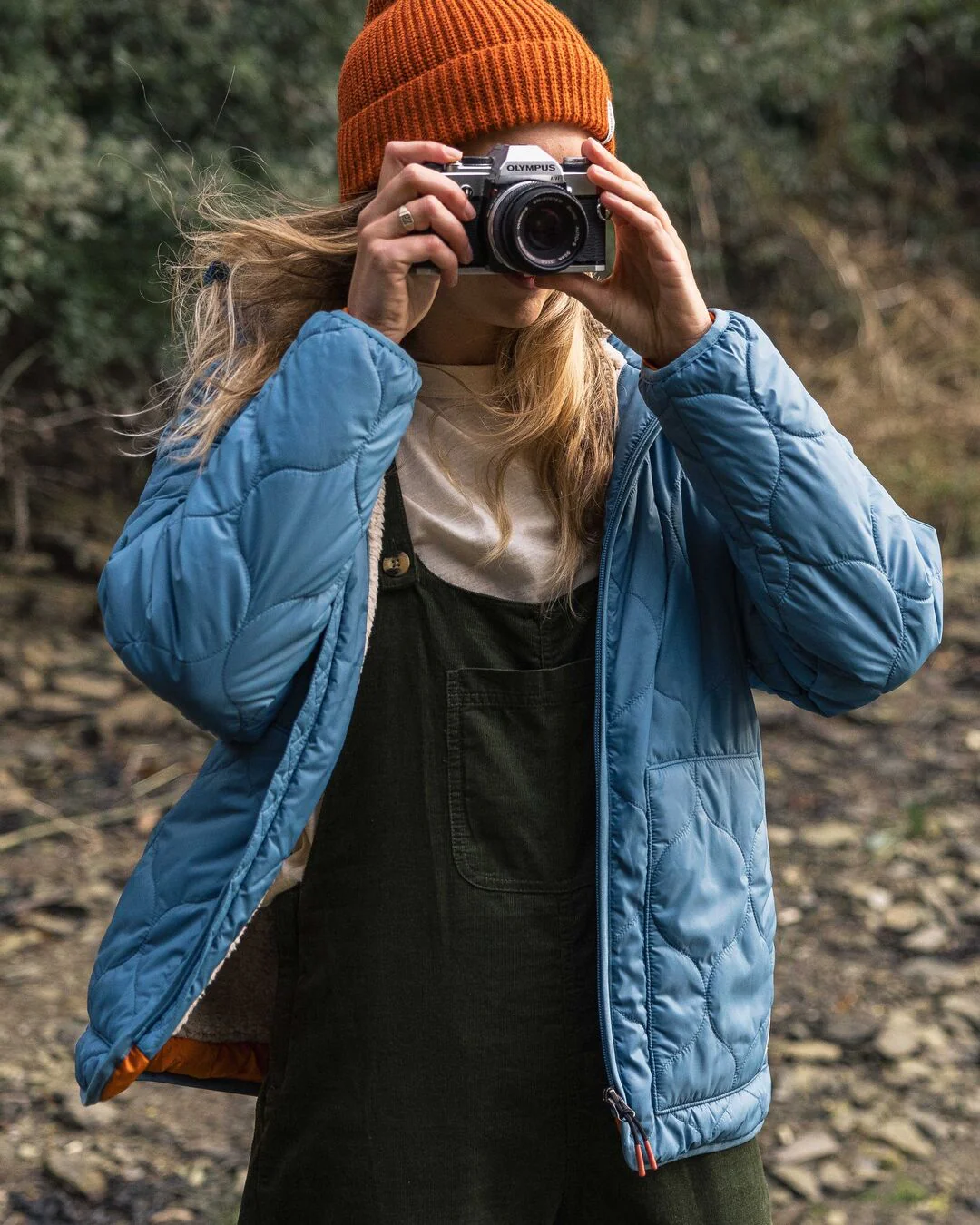 Earthy Sherpa Lined Insulated Jacket - Washed Blue - Image 6