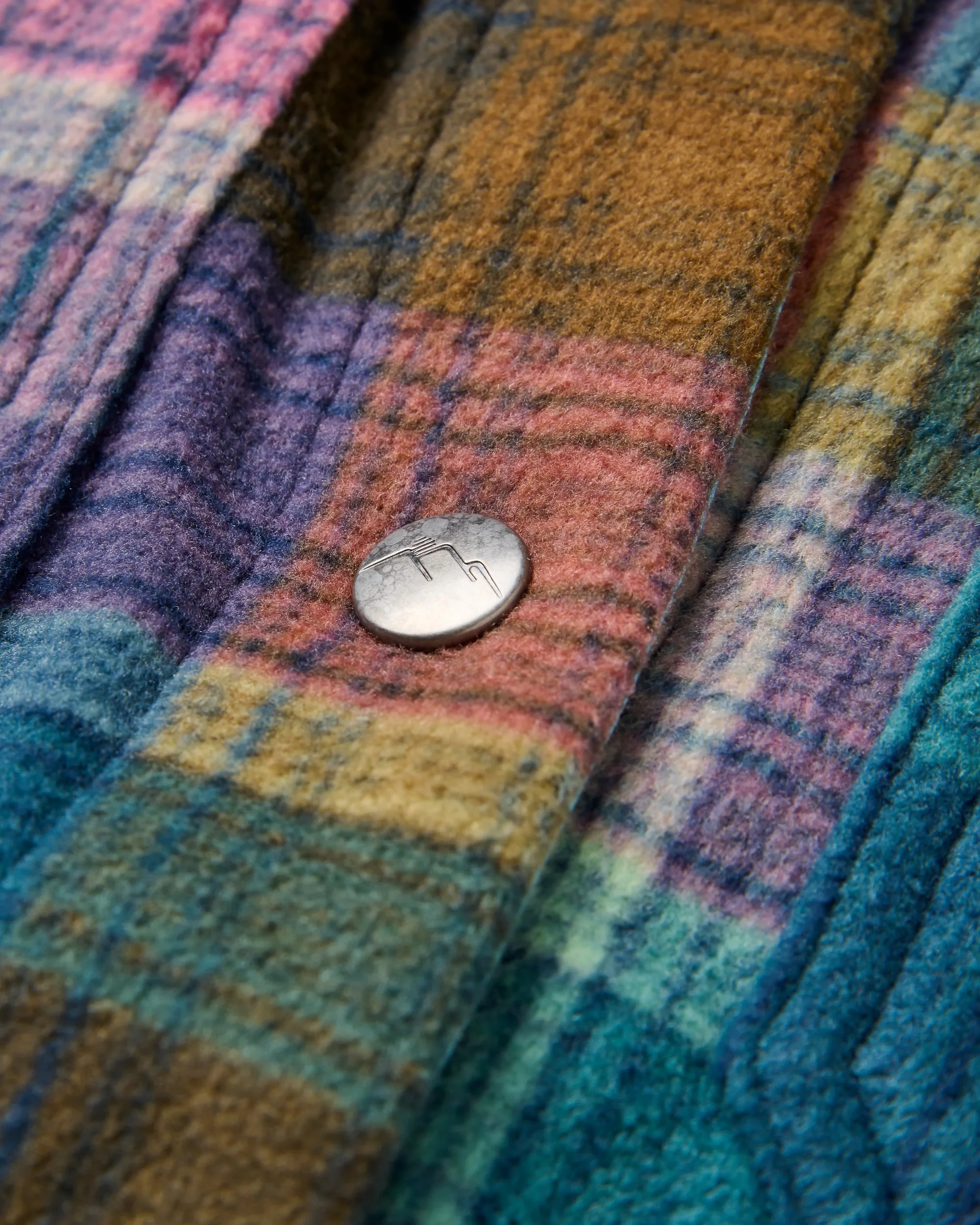 East Polar Fleece Shirt - Rich Navy Multi Check - Image 3