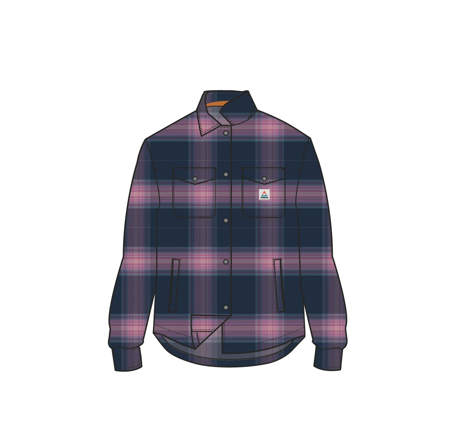 East Polar Fleece Shirt - Rich Navy/Pink Haze Check - Image 10