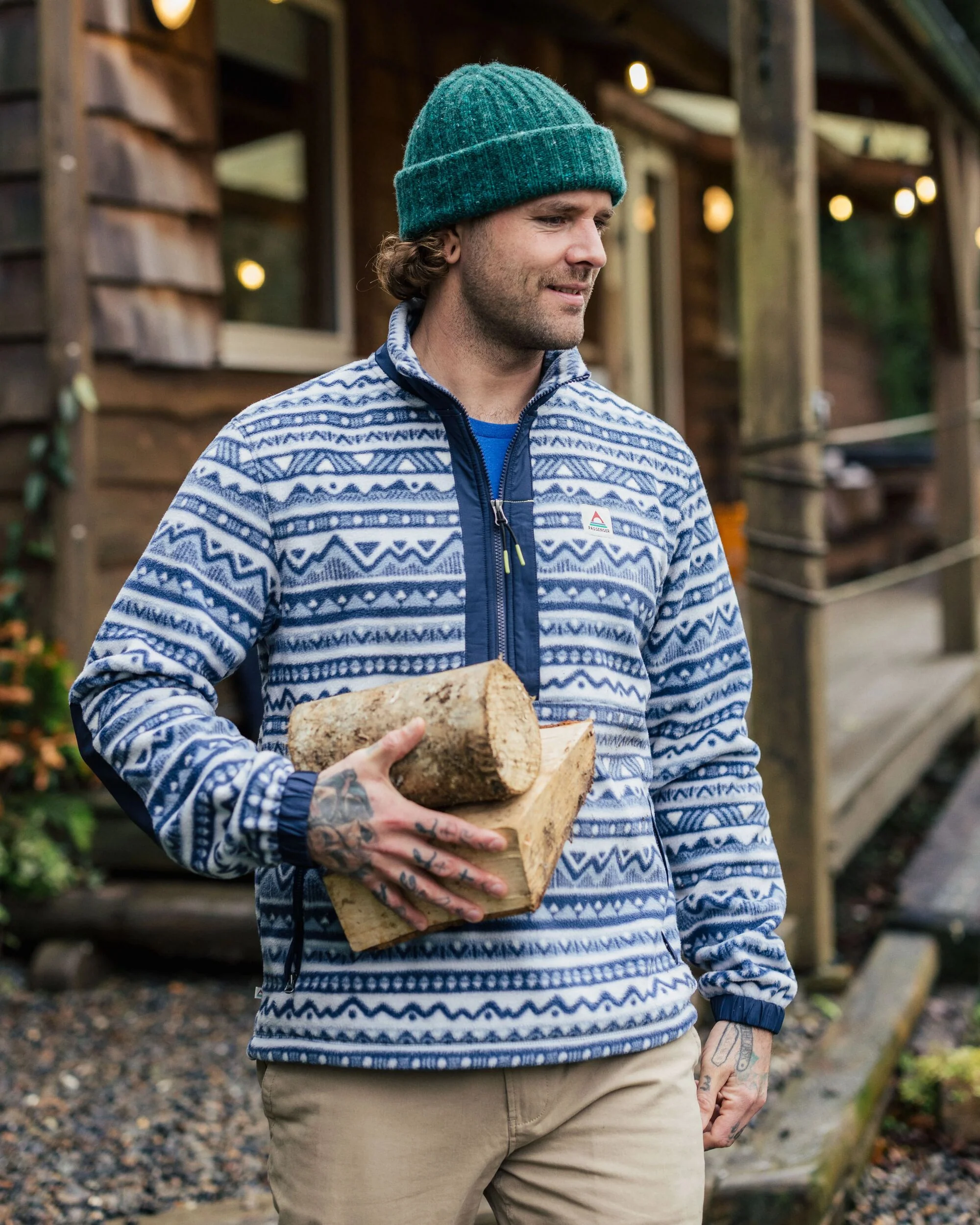 Ebb Polar Fleece - Mountain Geo Grey Blue - Image 3