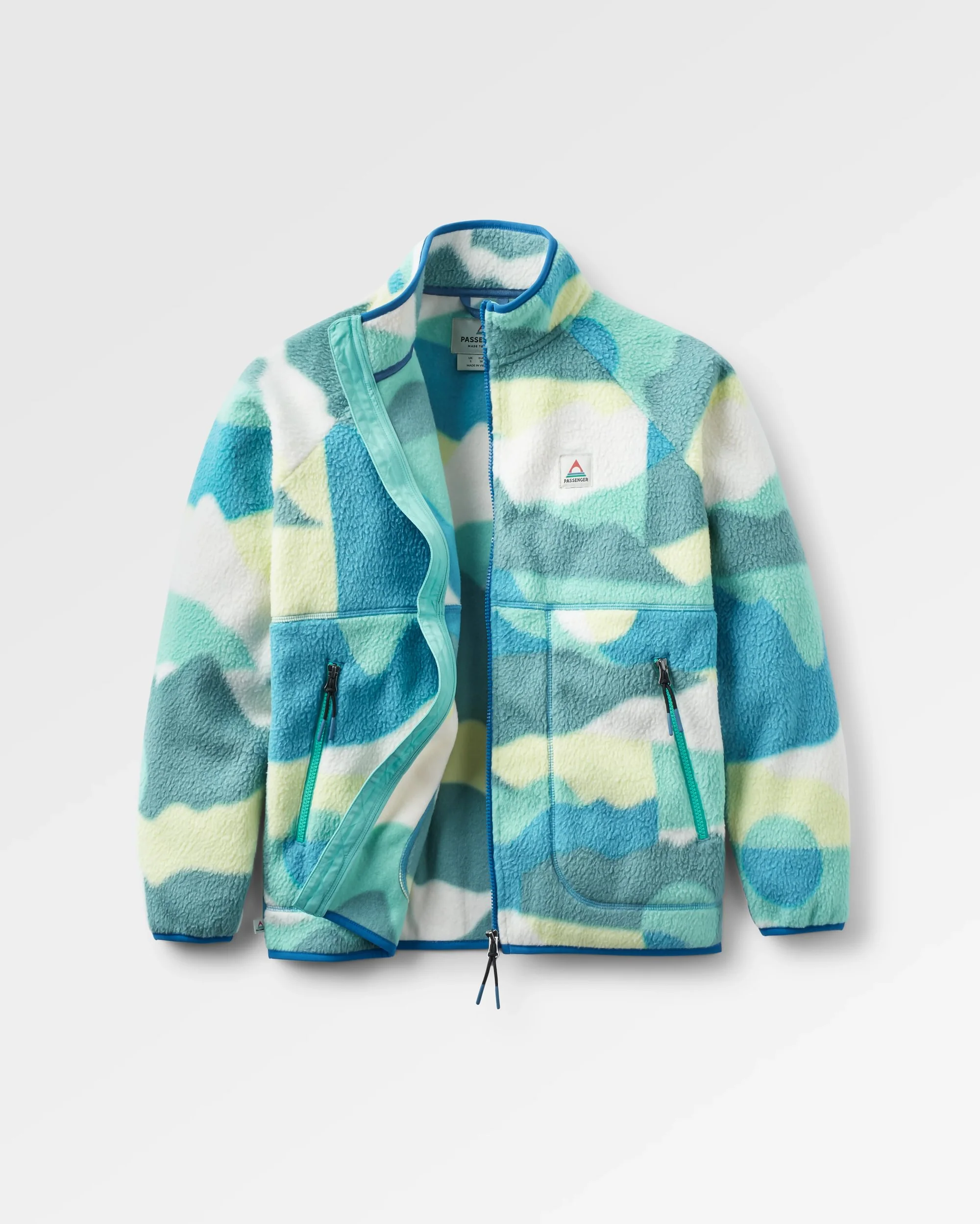 Fairbanks Full Zip Sherpa Fleece - Vista Patchwork Aqua - Image 2