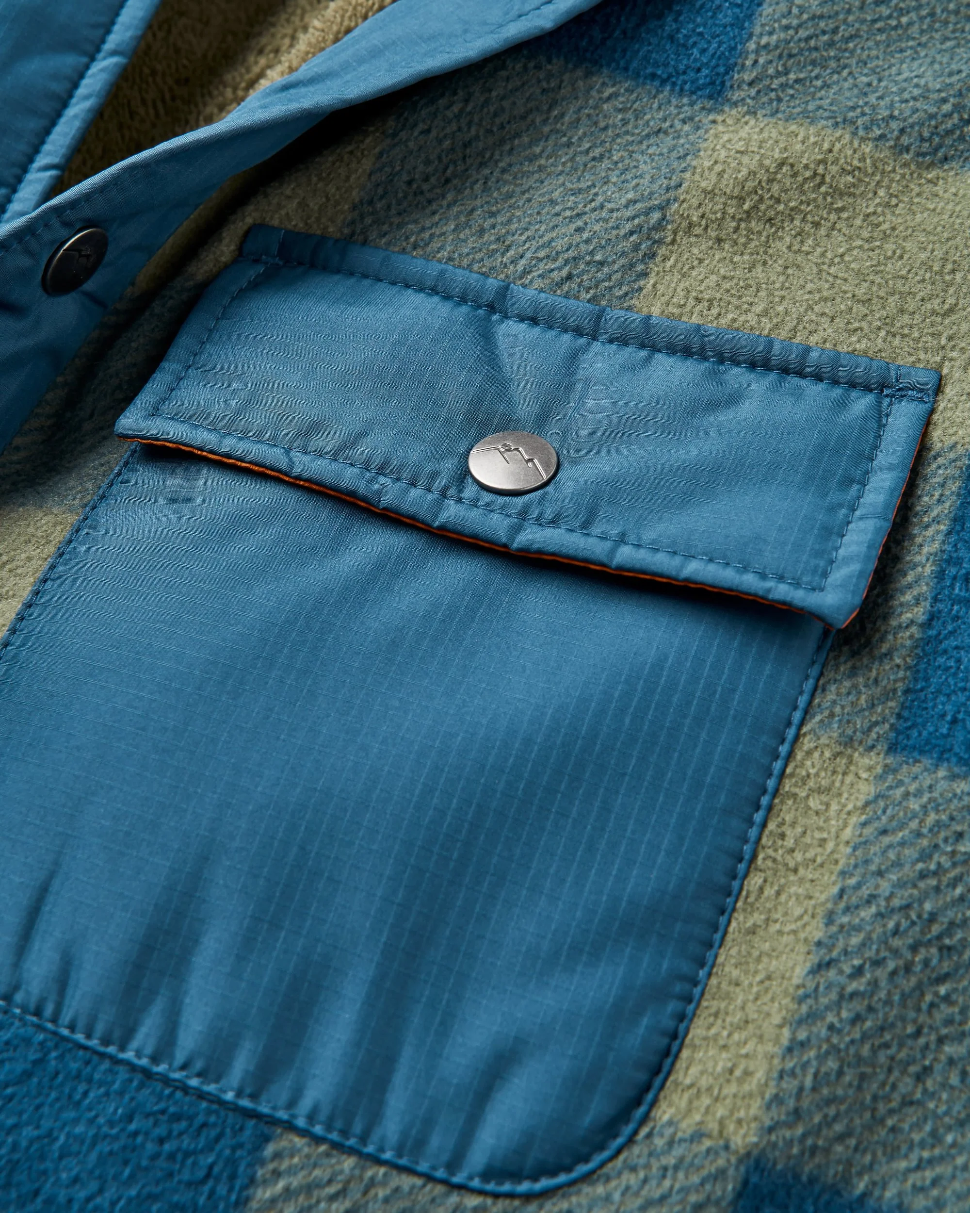 Firelight Sherpa Lined Overshirt - Dusty Olive/Dark Denim Check - Image 7