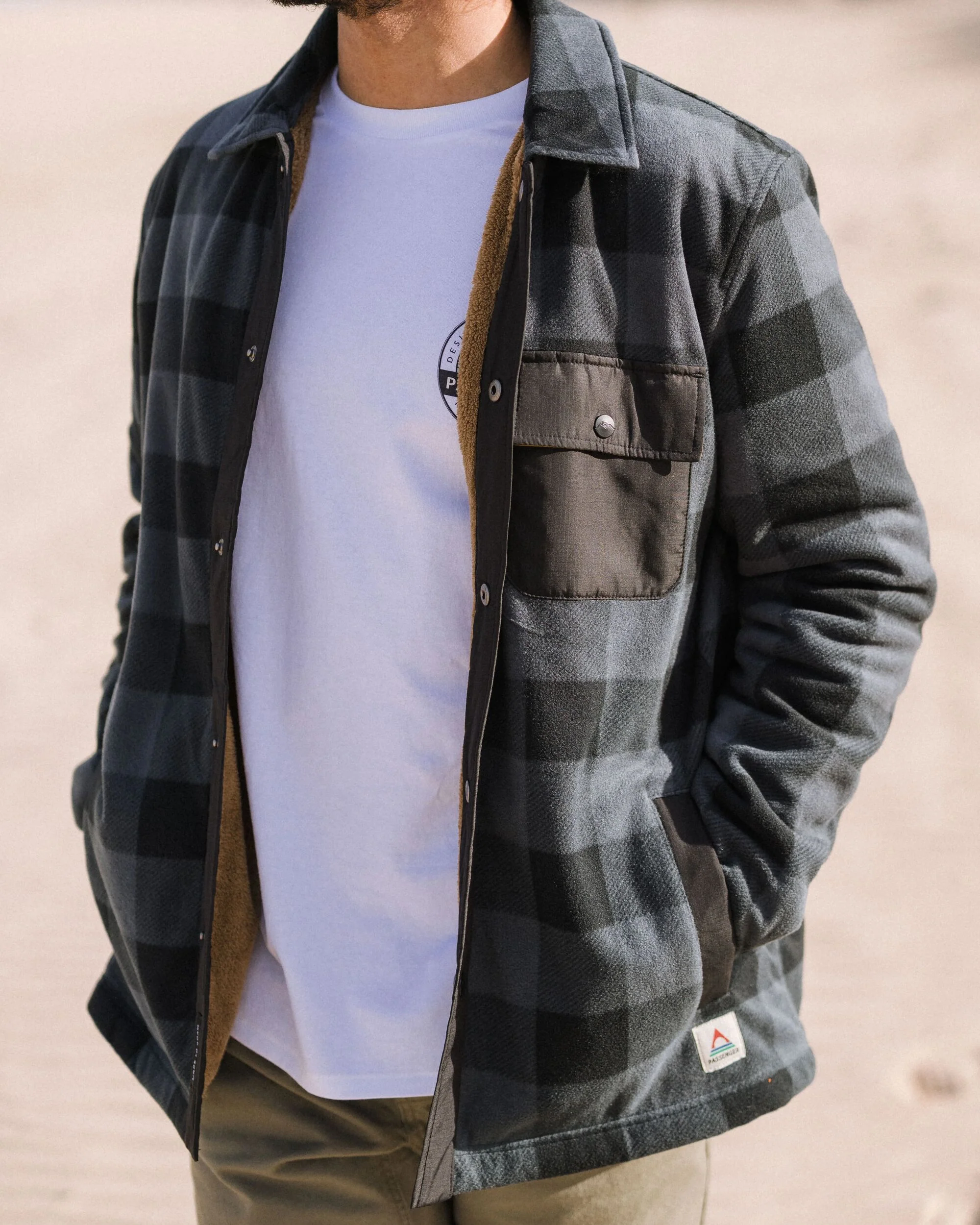 Firelight Sherpa Lined Overshirt - Storm Grey Buffalo - Image 5