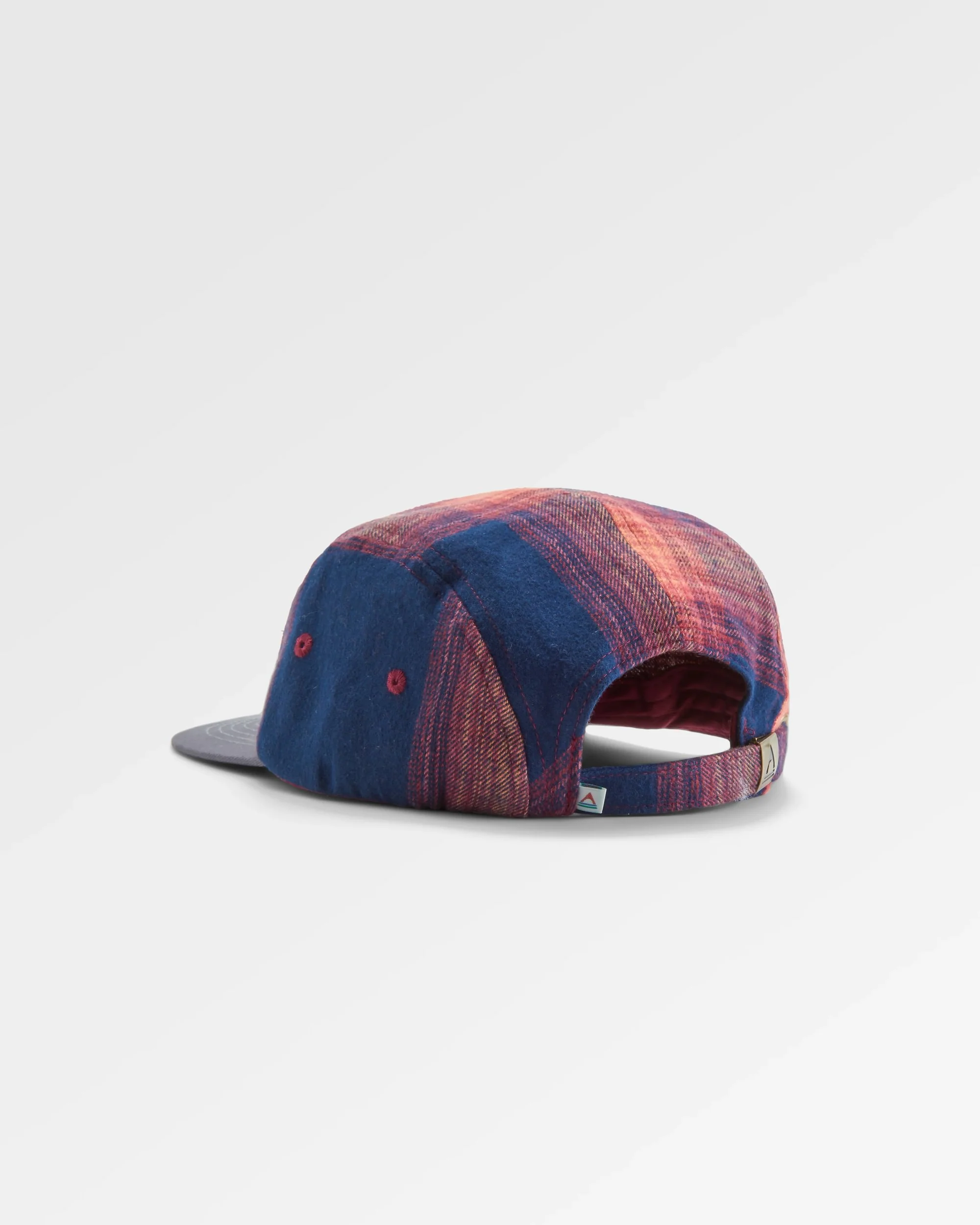 Fixie Flannel 5 Panel Cap - Rich Navy/ Red Ochre Check - Image 6