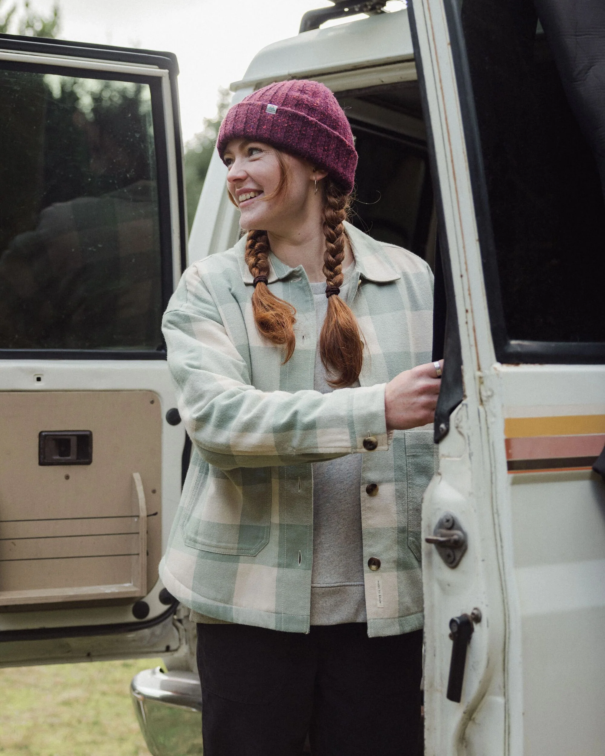 Flint Organic Cotton Overshirt - Pistachio Buffalo Check - Image 5