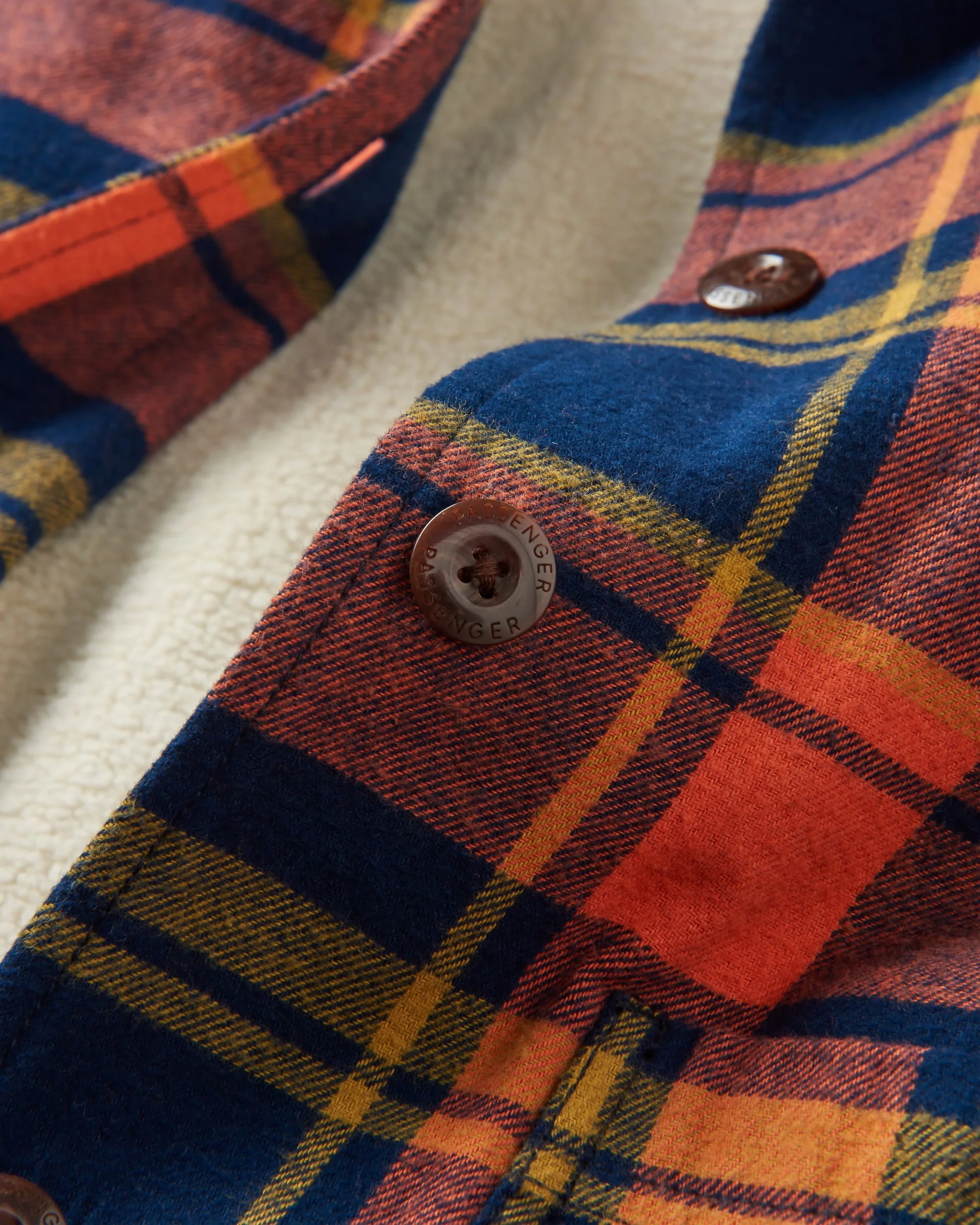 Flint Organic Cotton Overshirt - Rich Navy/Burnt Orange - Image 7