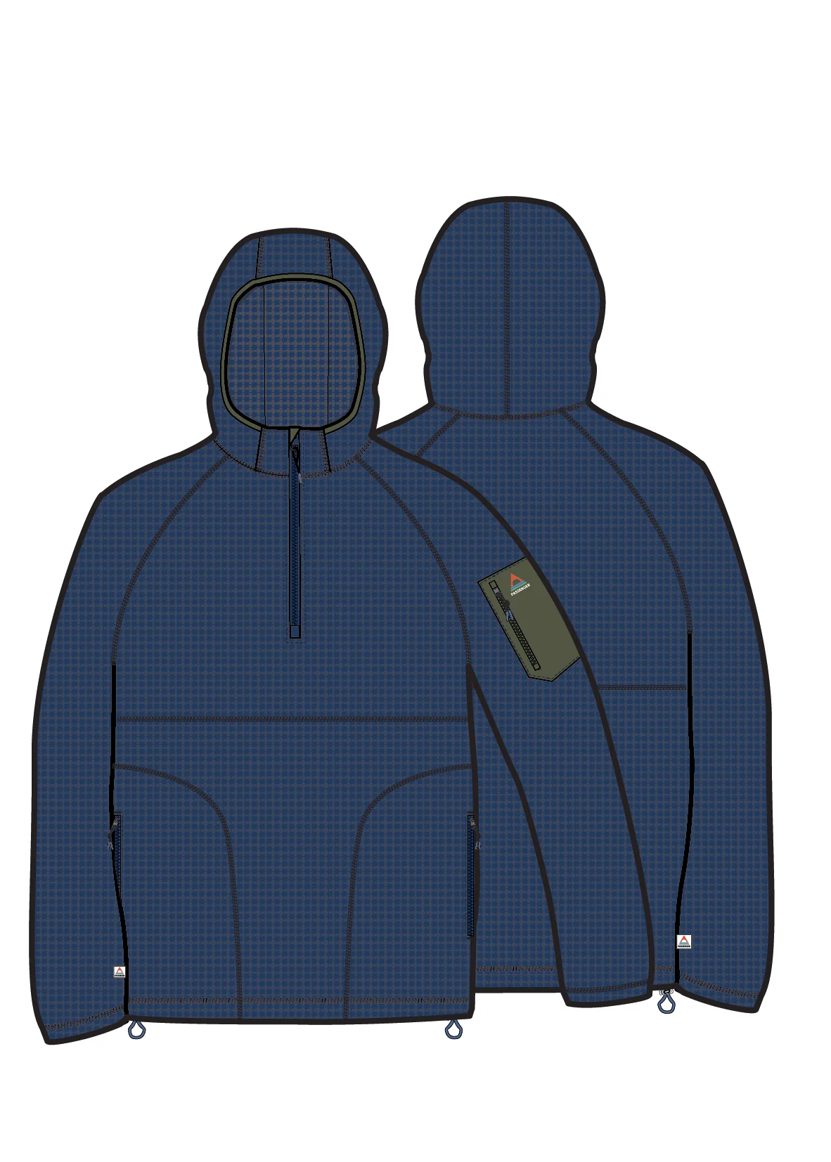 Forestscape Grid Fleece Hoodie - Blue Navy - Image 7