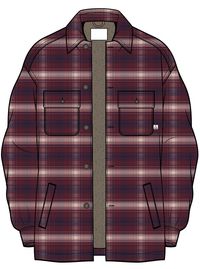 Freestyle Sherpa-Lined Overshirt - Wine/Rich Navy Check - Image 9
