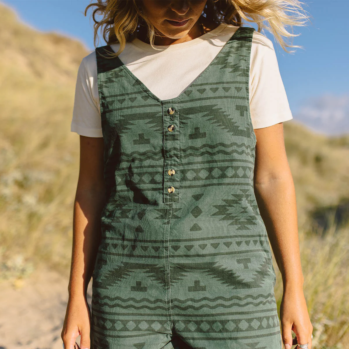 Fun Days Cord Playsuit - Dark Ivy Adrift - Image 6