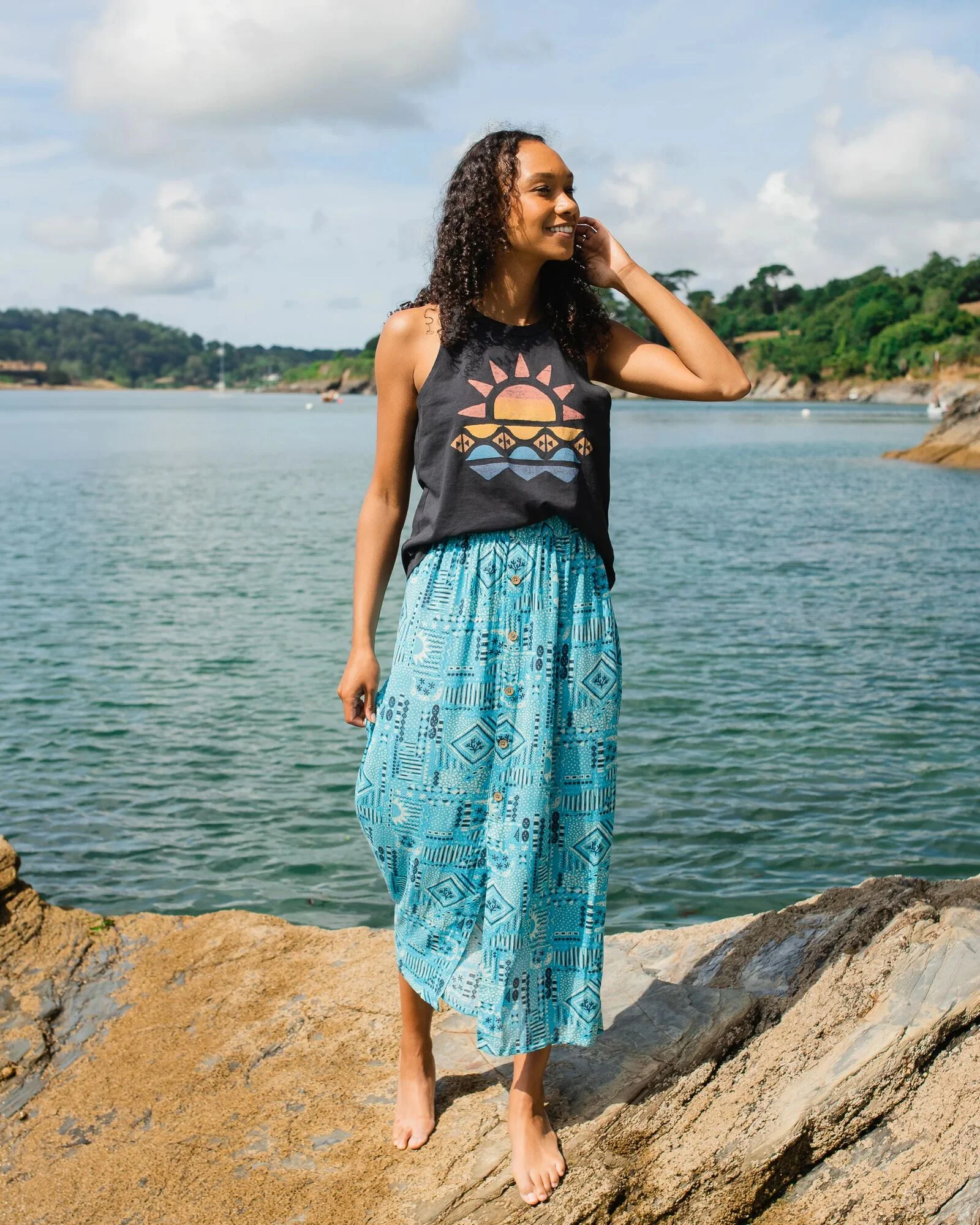 Hannah Skirt - Vintage Patchwork Blue Pool - Image 4