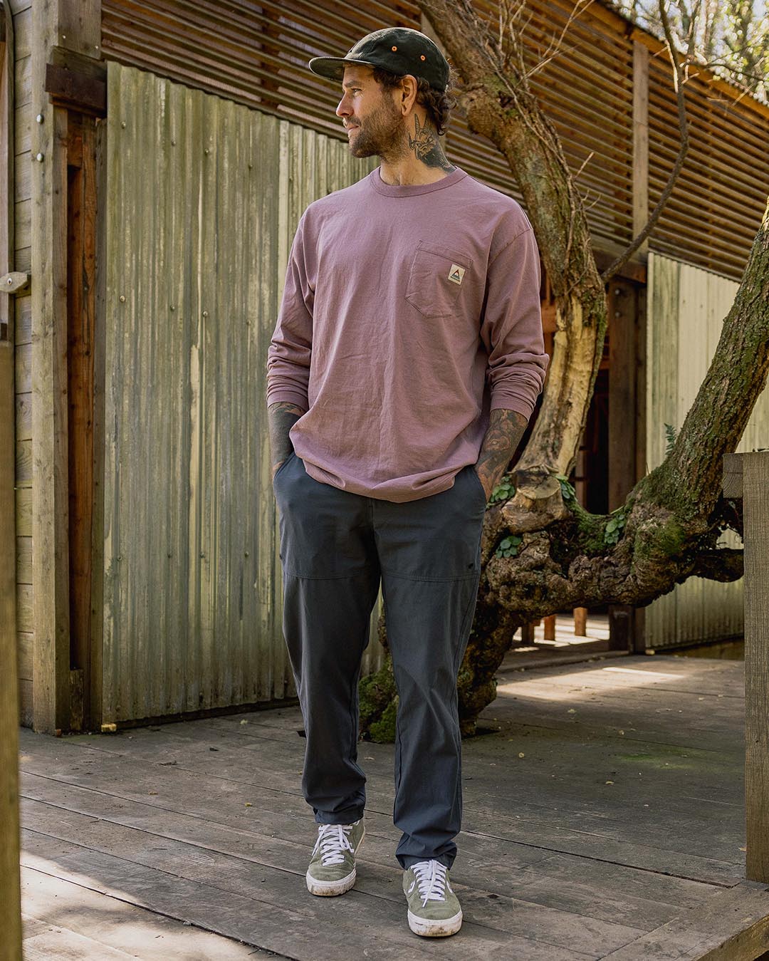 Heritage Organic Relaxed Fit LS T-Shirt - Grape - Image 3