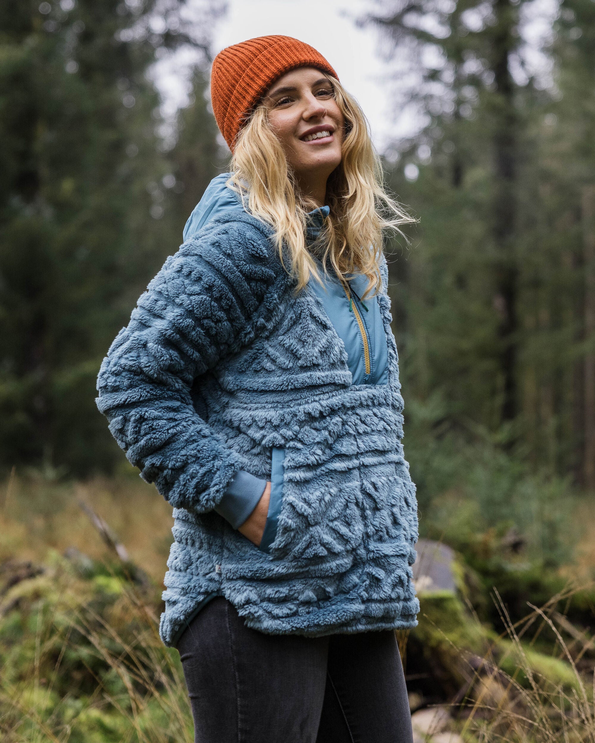 Holistic Sherpa Hooded Fleece - Washed Blue - Image 5