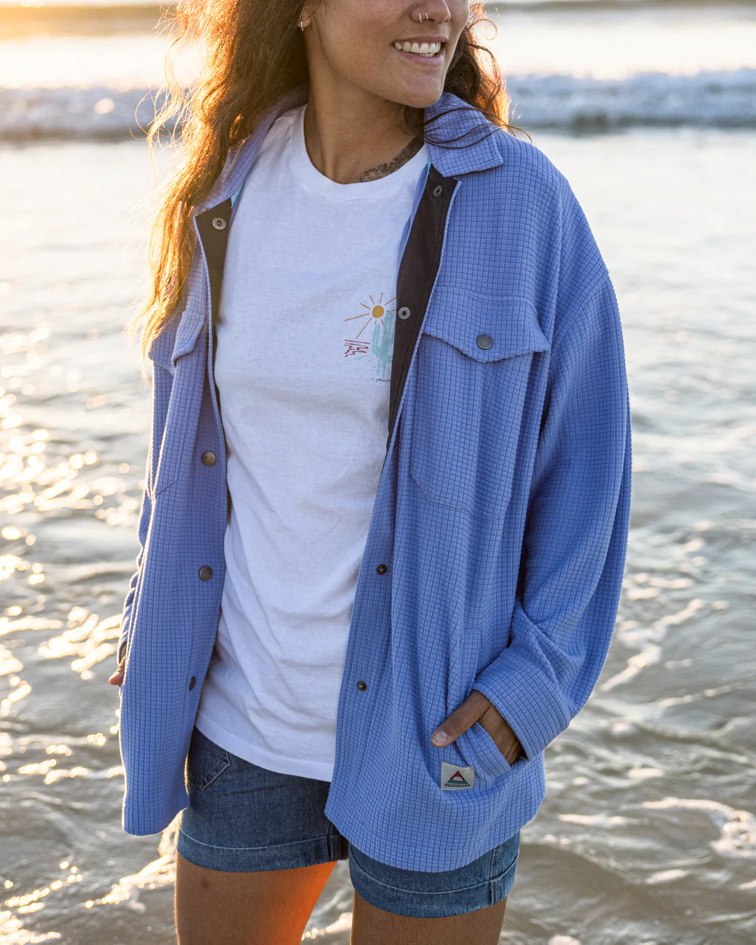 Iguazu Grid Polar Fleece Shirt - Baja - Image 3