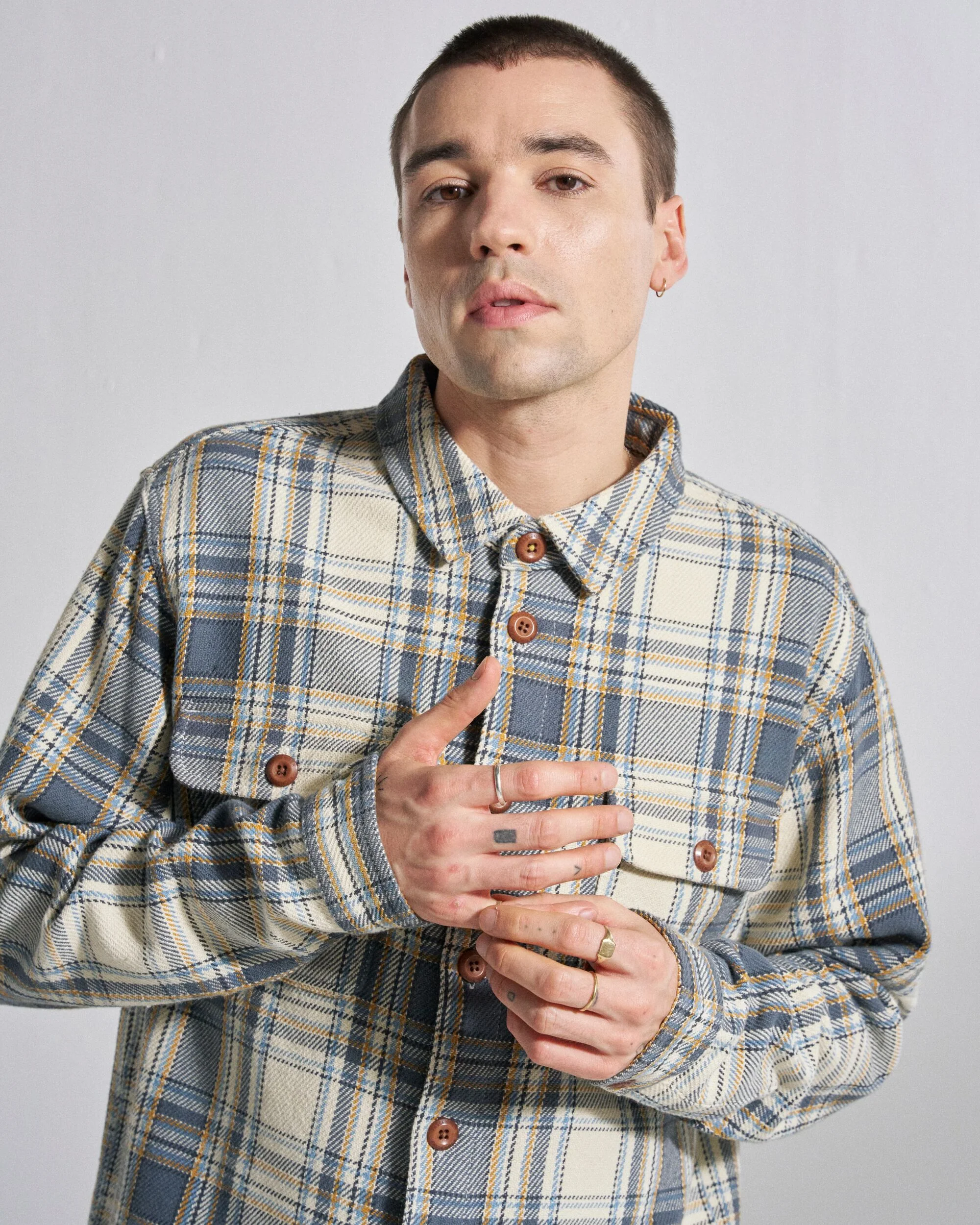 Island Twill Shirt - Off White Check - Image 5