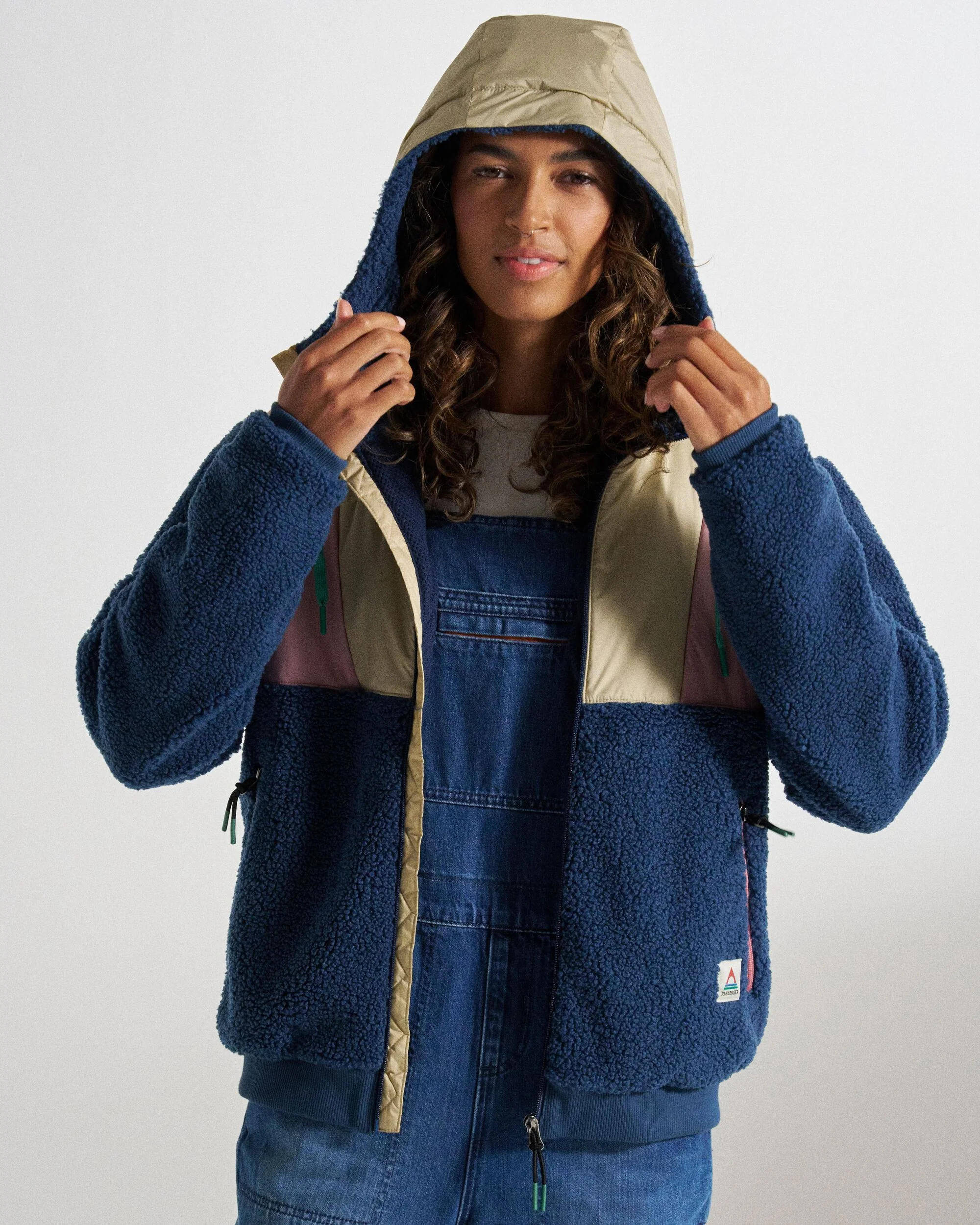 Joy Full Zip Hooded Sherpa Fleece - Dark Denim/Feather - Image 7