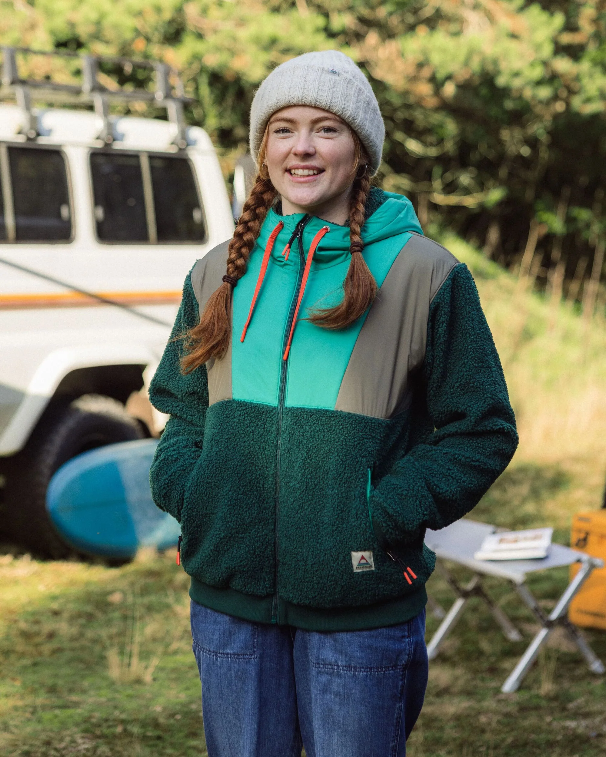 Joy Full Zip Hooded Sherpa Fleece - Greenlake/Rain Forest - Image 3