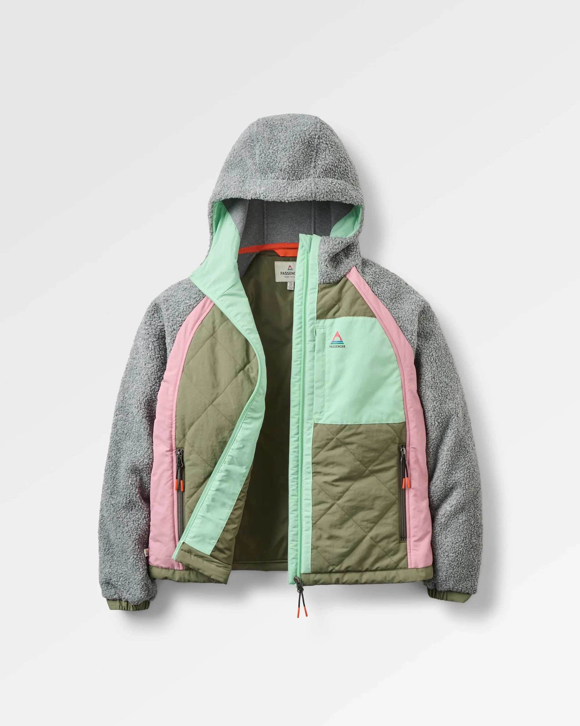 Lara Quilted Jacket - Grey Marl/Dusty Olive - Image 2