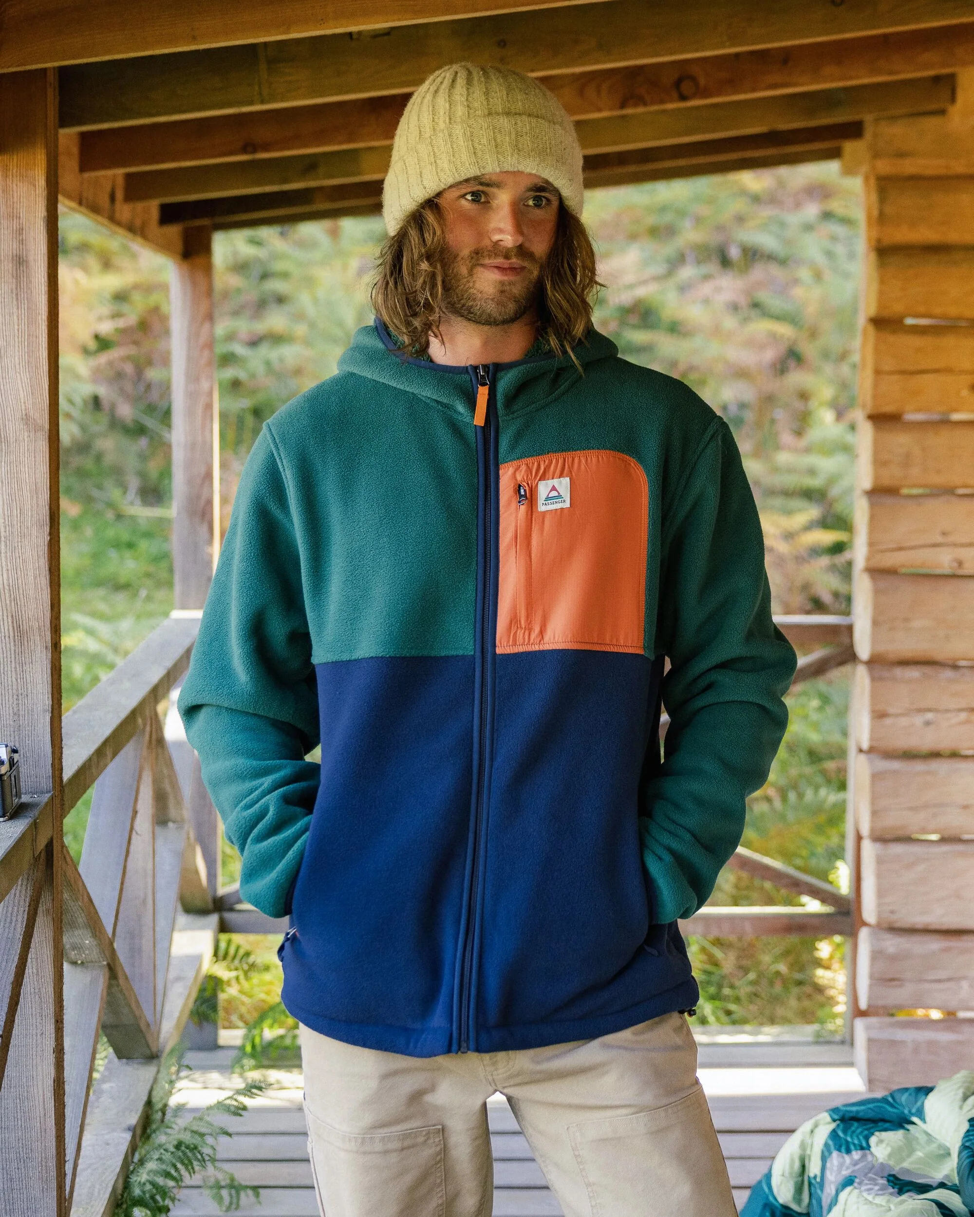 Loch Hooded Polar Fleece - Rain Forest/Rich Navy - Image 2