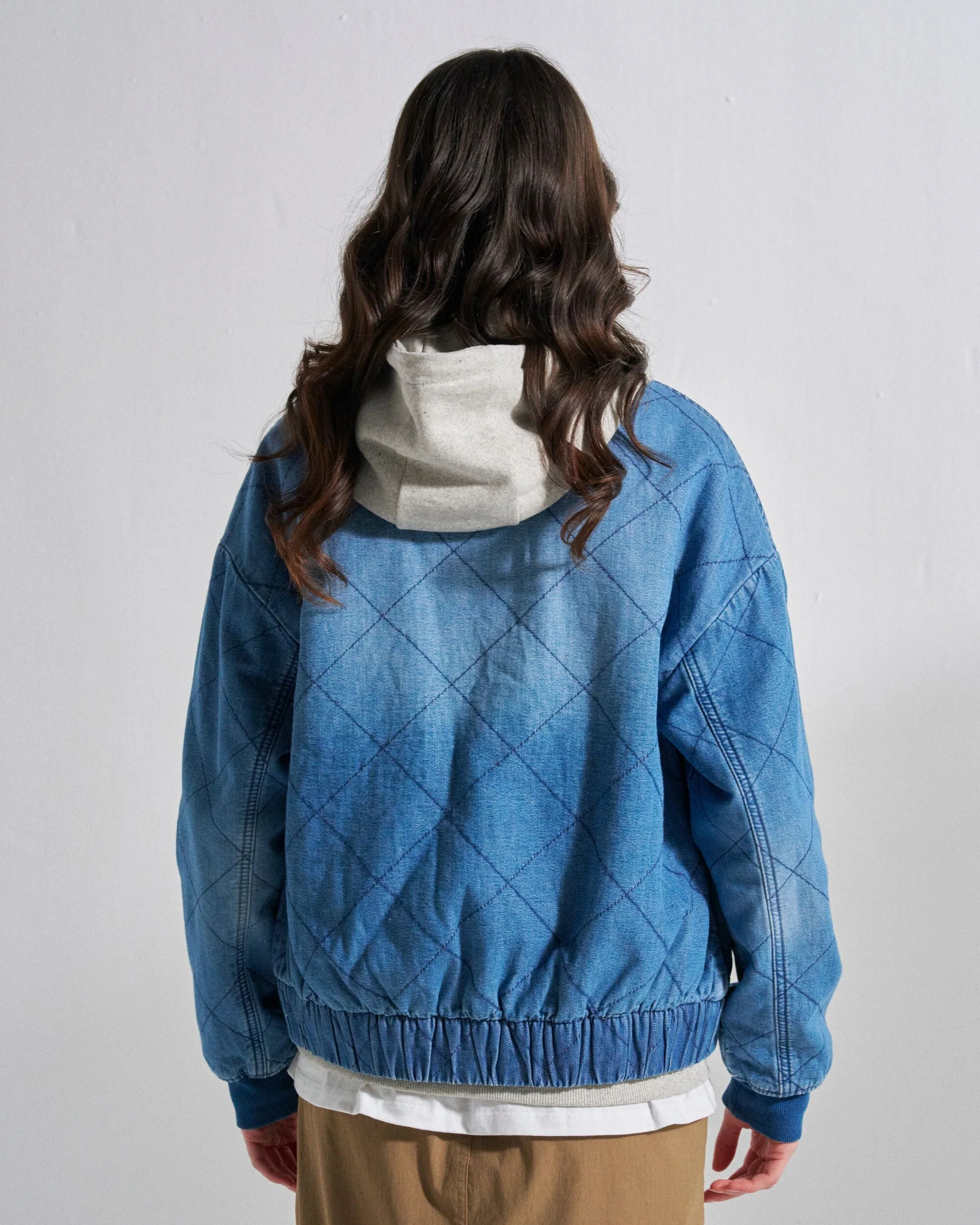 Lucia Sherpa Lined Denim Bomber Jacket - Denim Blue - Image 7