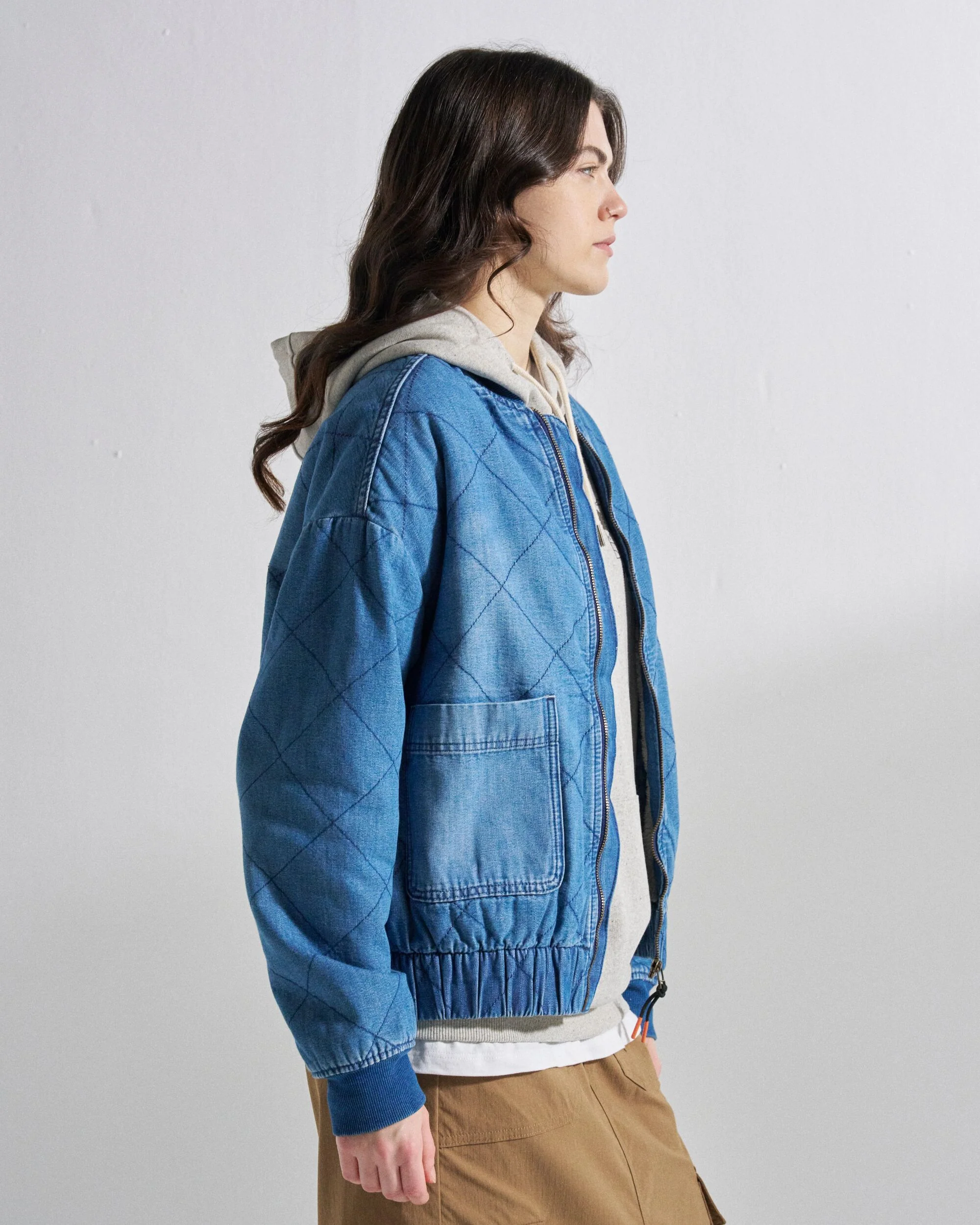 Lucia Sherpa Lined Denim Bomber Jacket - Denim Blue - Image 8