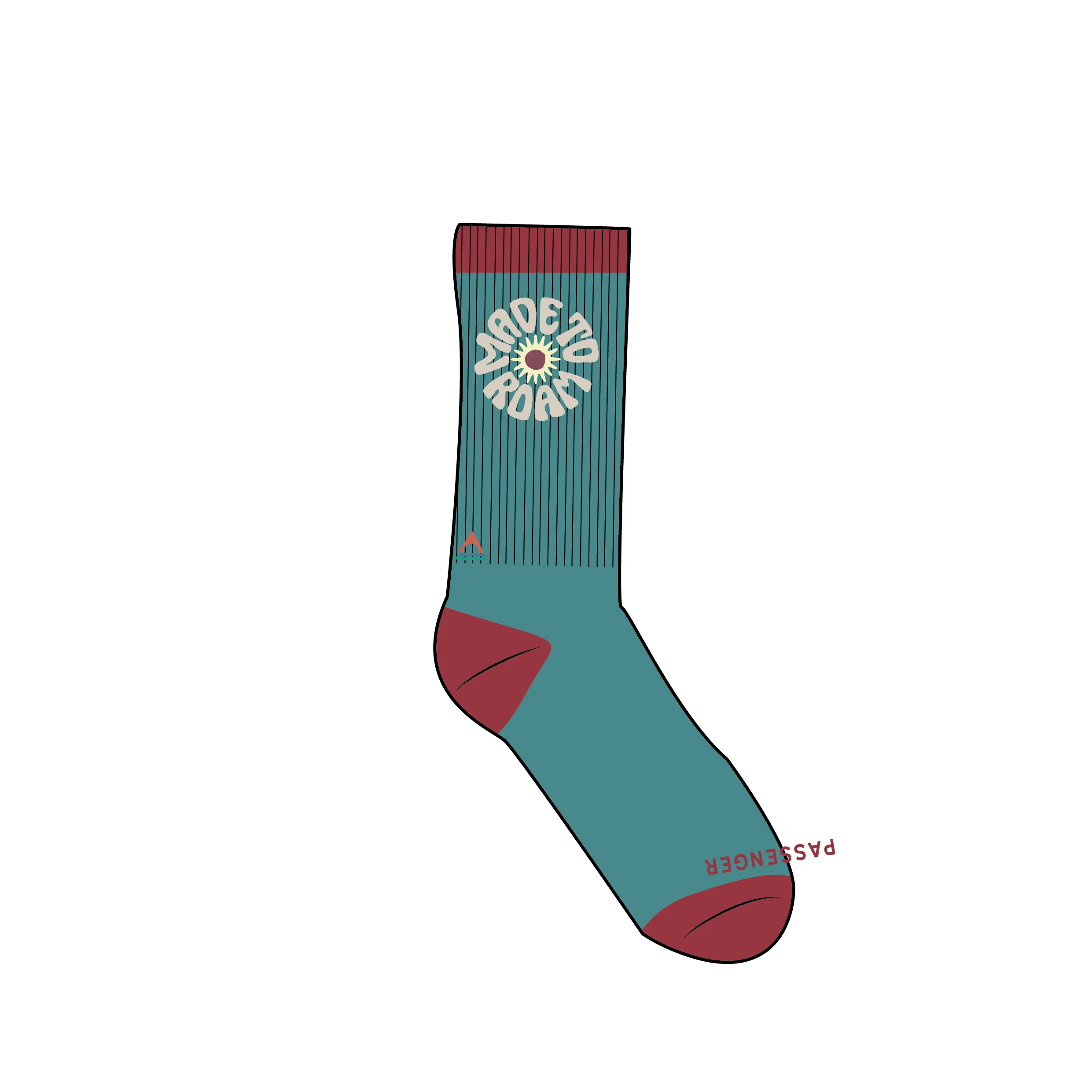 Made to Roam Graphic Crew Socks - Ocean Teal - Image 5