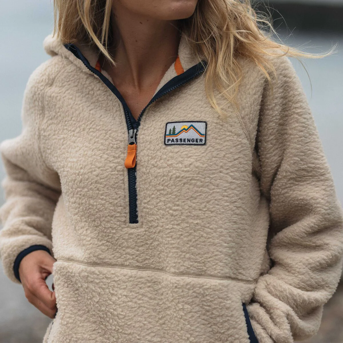 Maine Hooded Recycled Sherpa Fleece - Oatmeal - Image 6