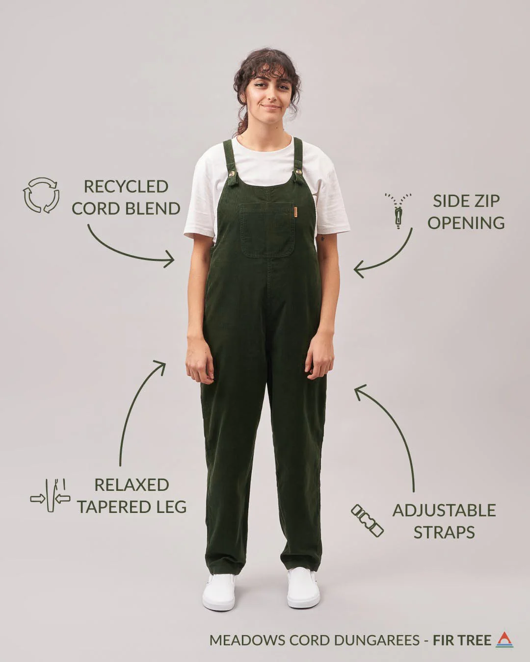 Meadows Cord Dungarees - Fir Tree - Image 3