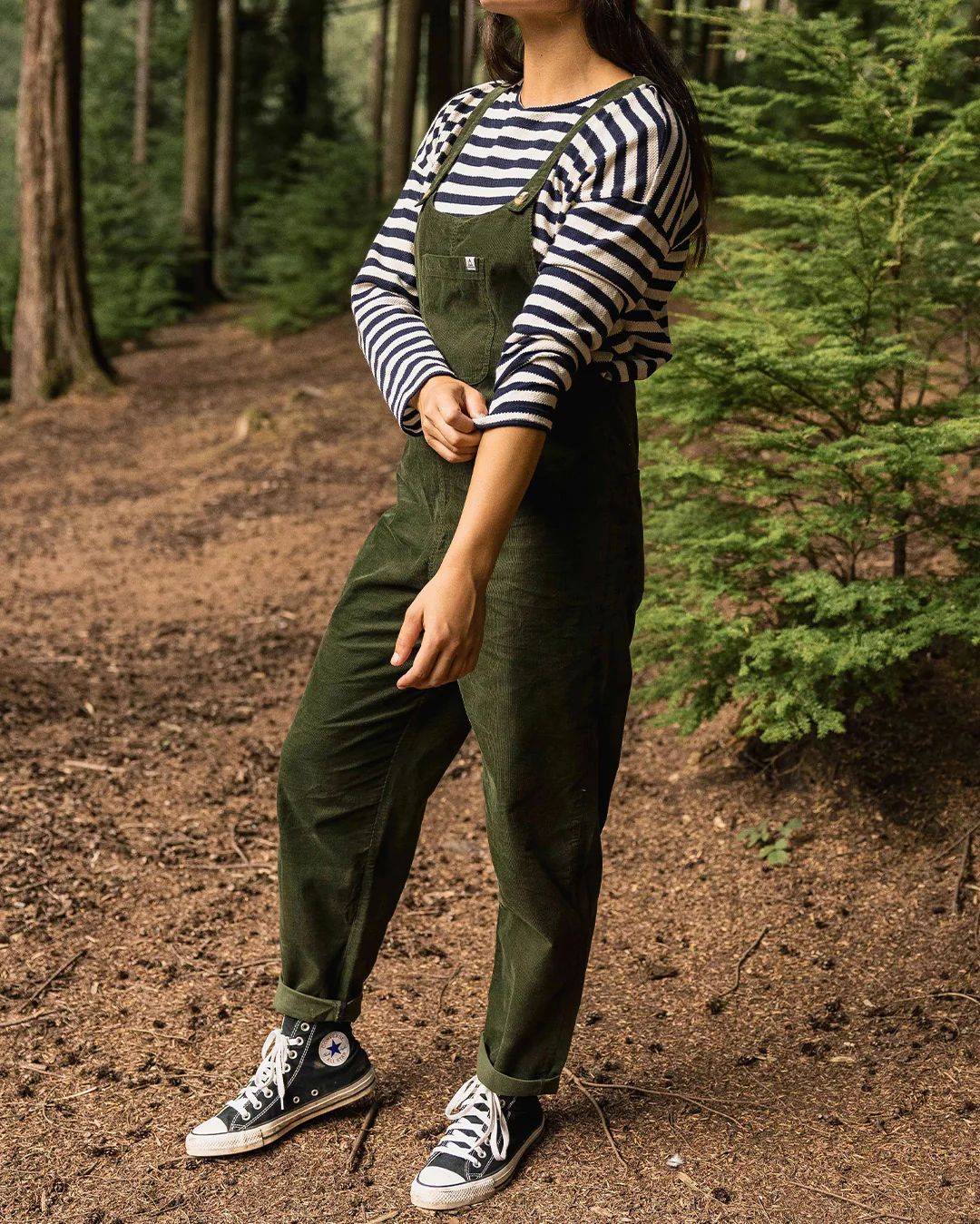 Meadows Organic Cotton Corduroy Dungarees - Fir Tree - Image 4
